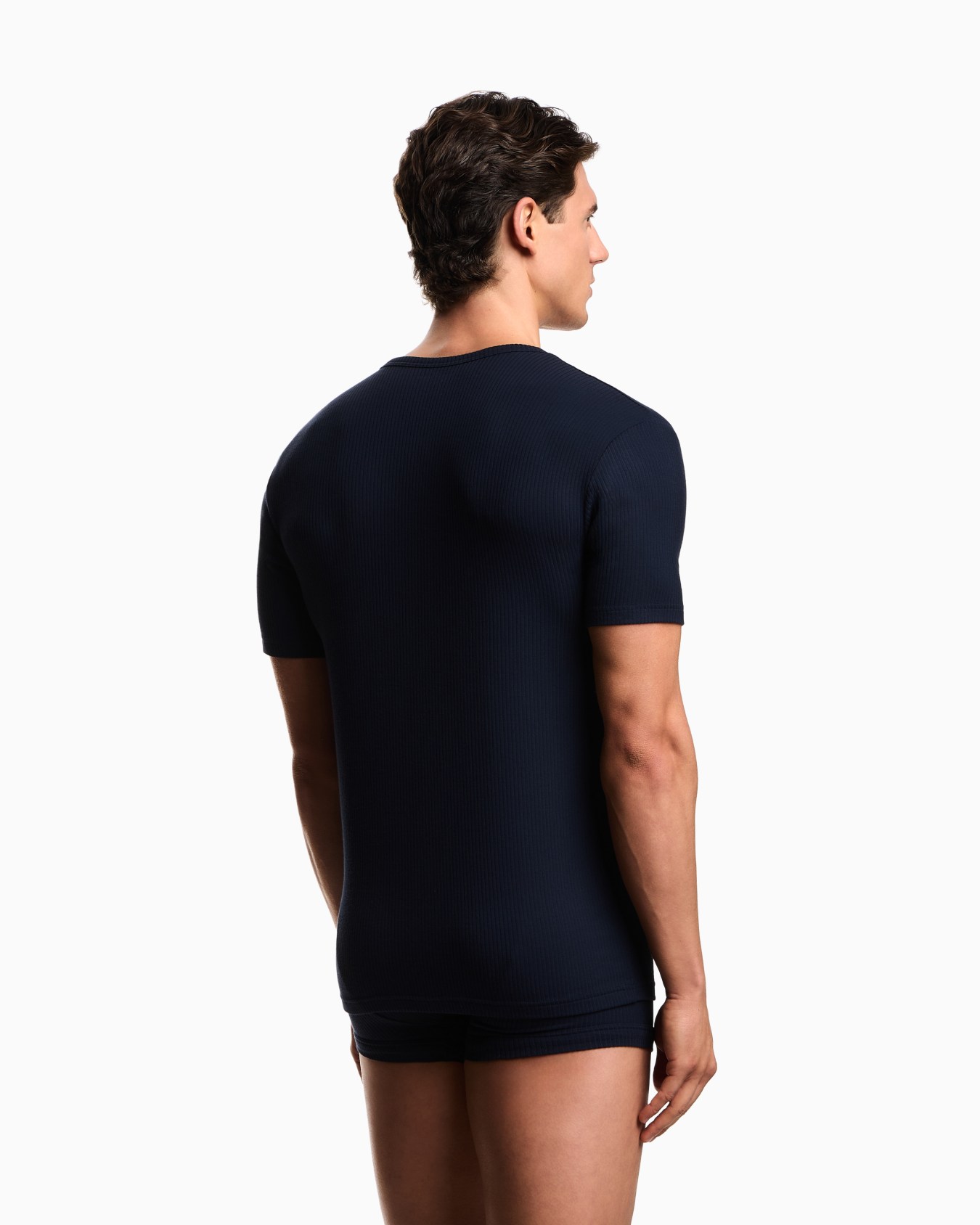 T-shirt de détente à col tunisien en jersey à fines côtes Diapositive 2