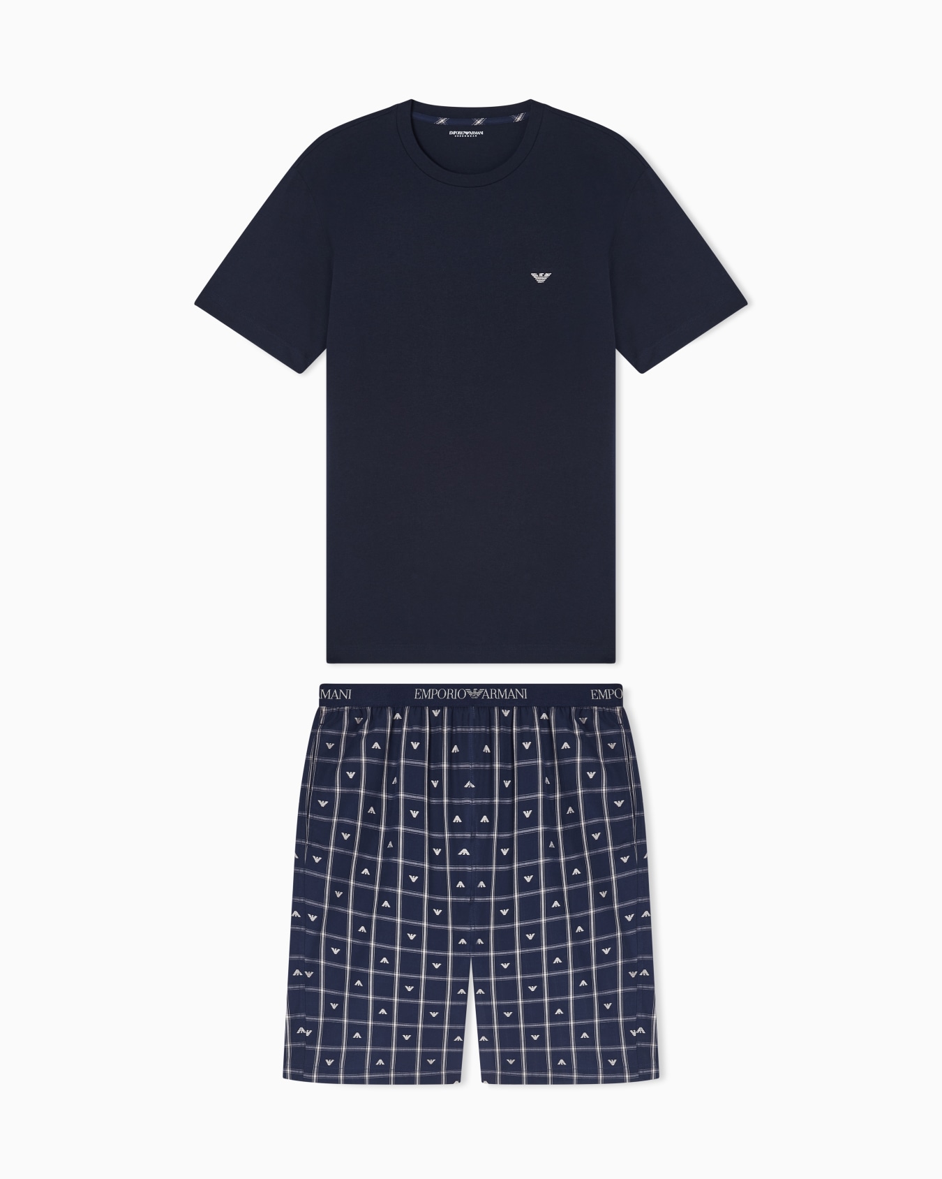 Pyjamas with jacquard logo pattern Bermuda shorts Slide 0