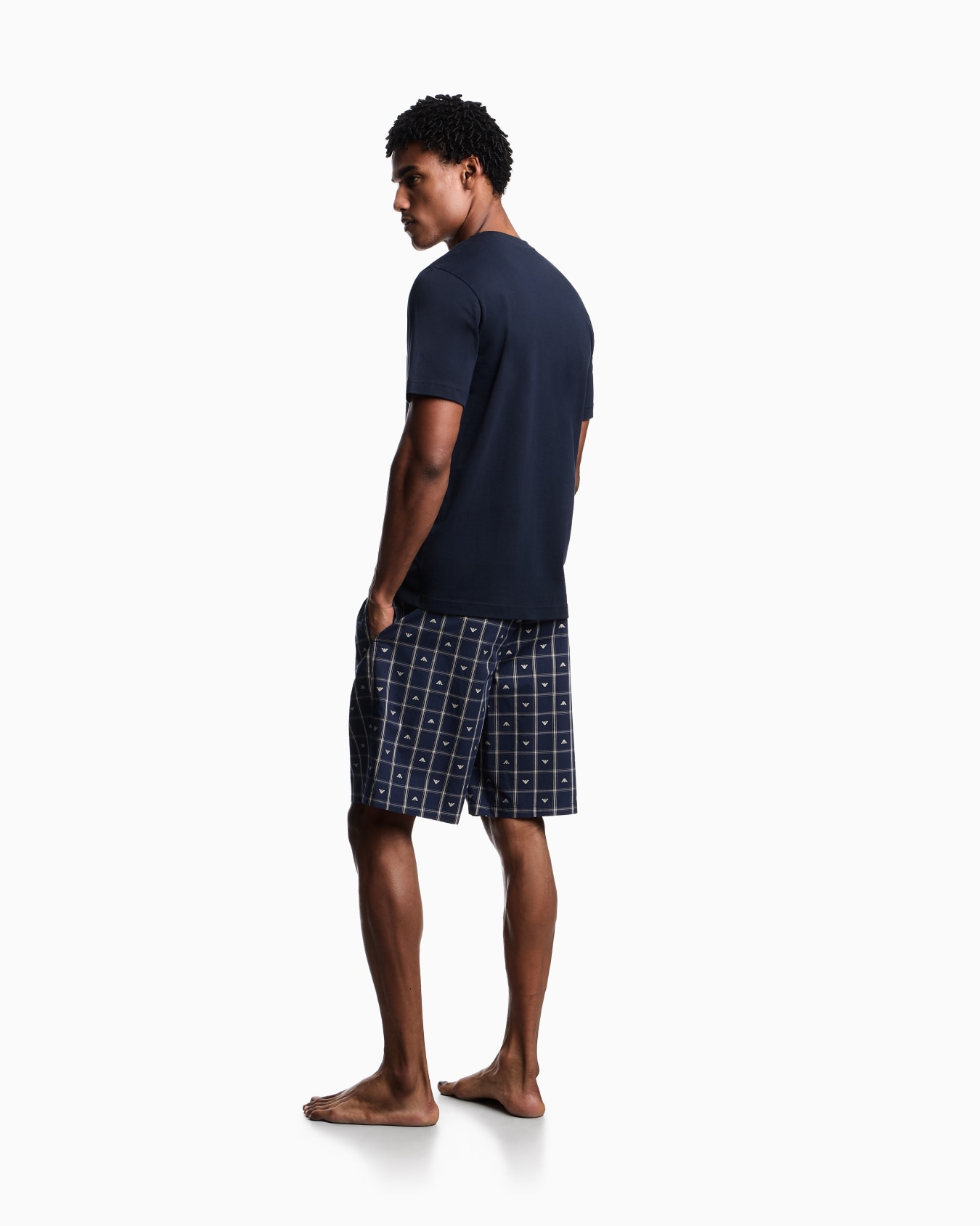 Pyjamas with jacquard logo pattern Bermuda shorts Slide 2