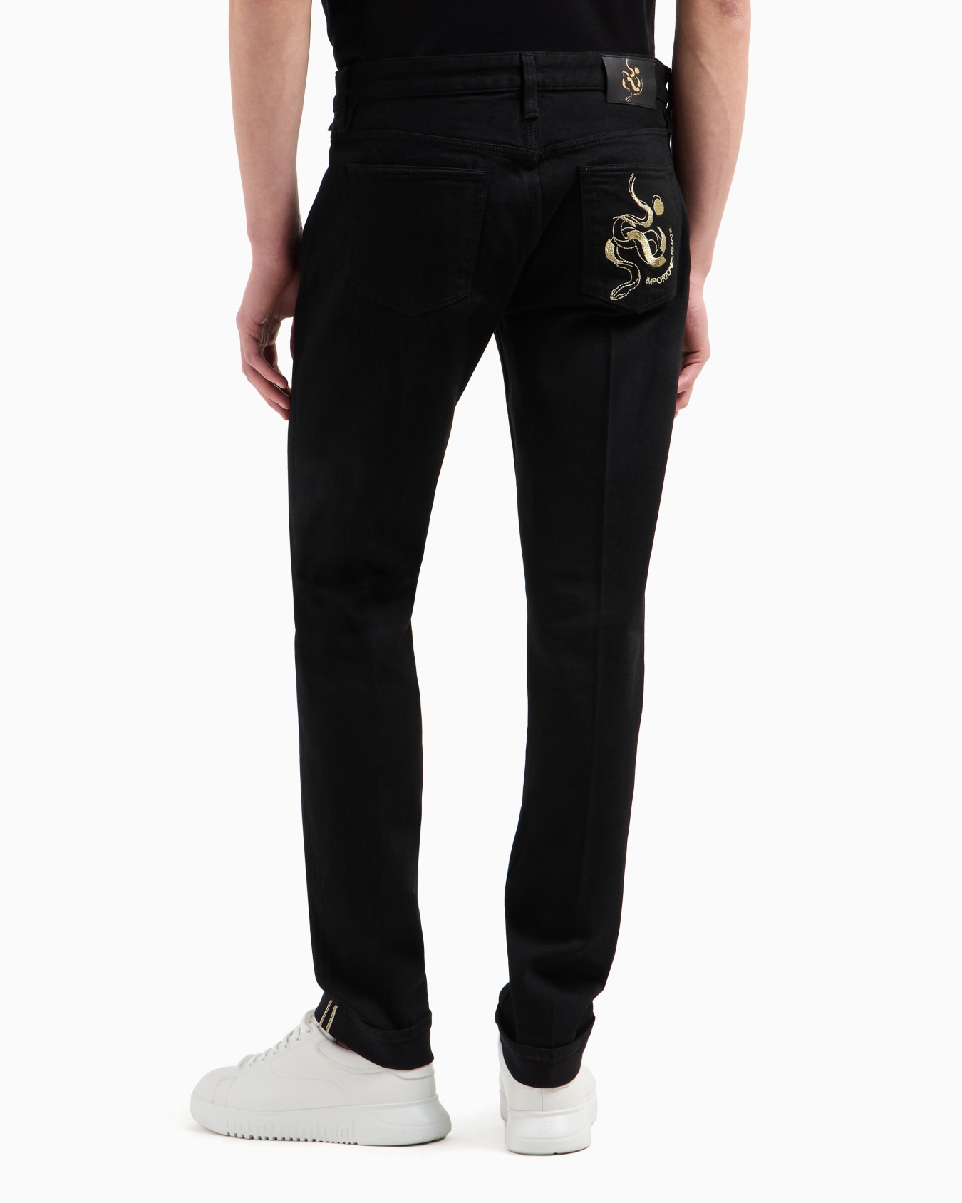 Jean J75 coupe slim en denim selvedge avec broderie Diapositive 2