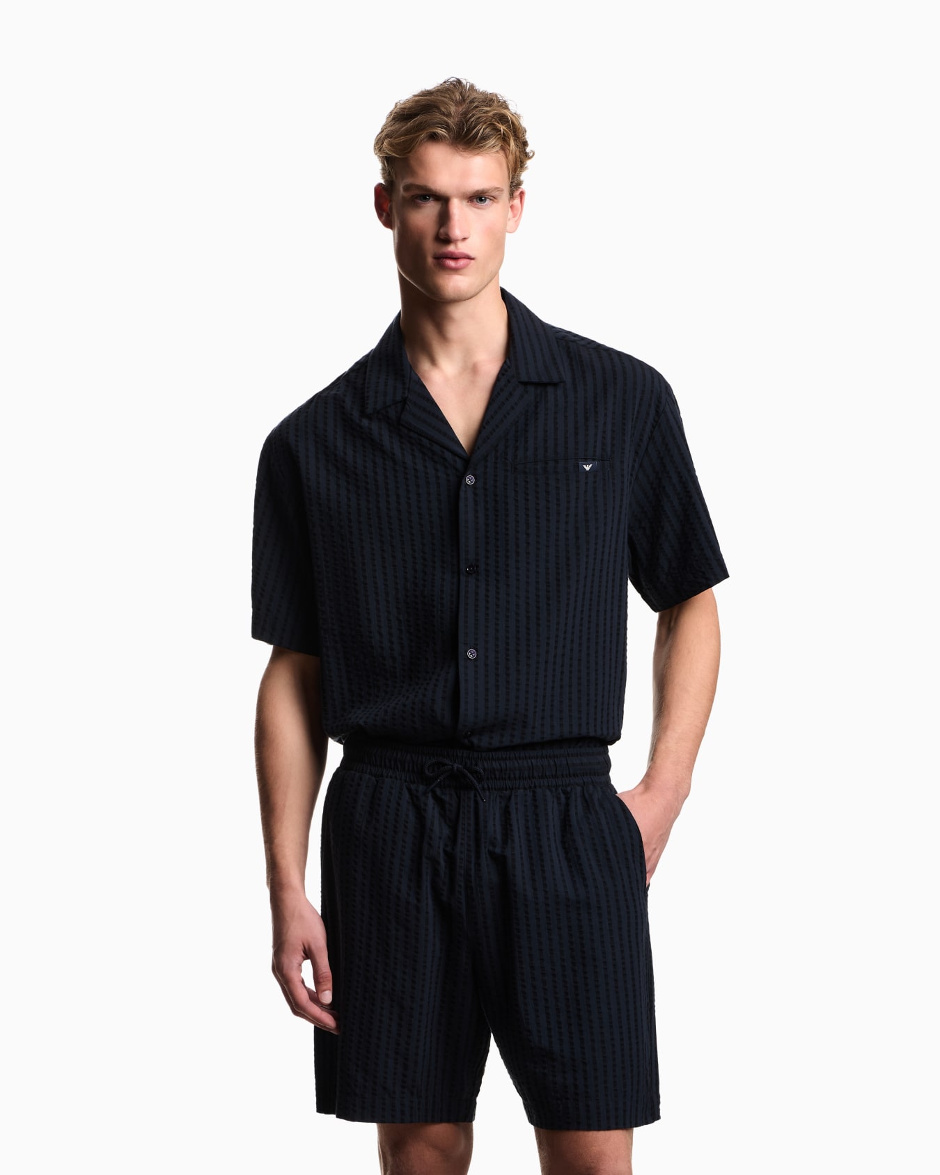 Beachwear Bermuda shorts in Lyocell blend seersucker Slide 1