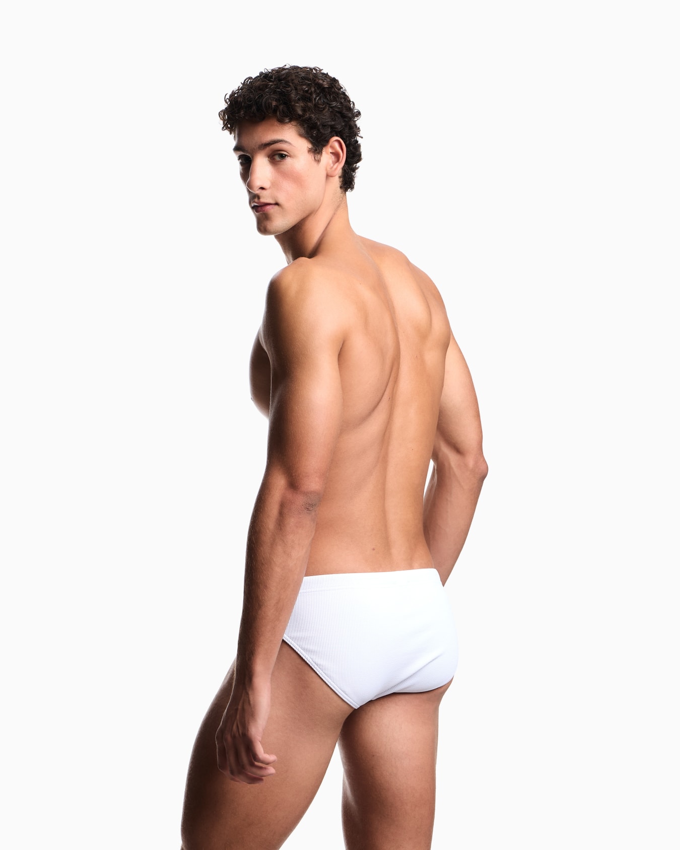 Satin label piqué swim briefs Slide 2