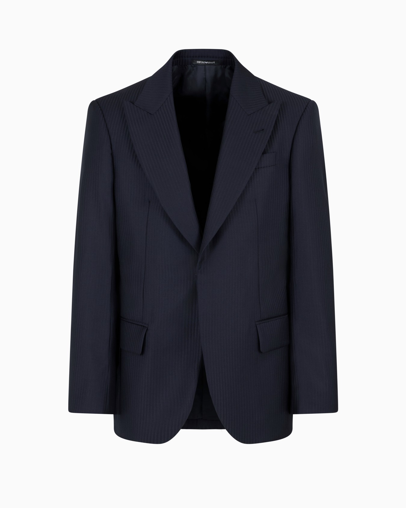 Blazer con solapas de punta en raso de lana con rayas alternas Diapositiva 0
