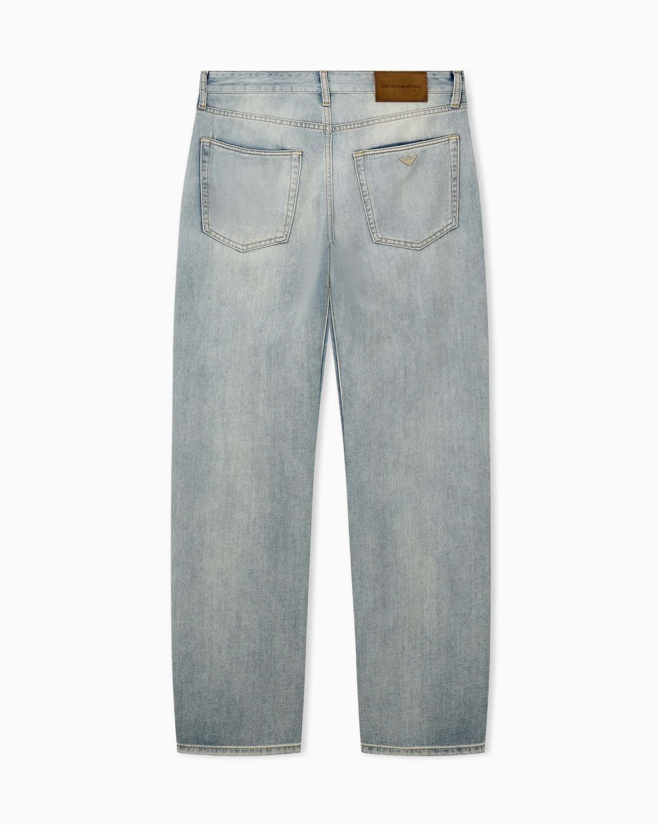 Pantalon à cinq poches en denim de coton et lin délavé Diapositive 1