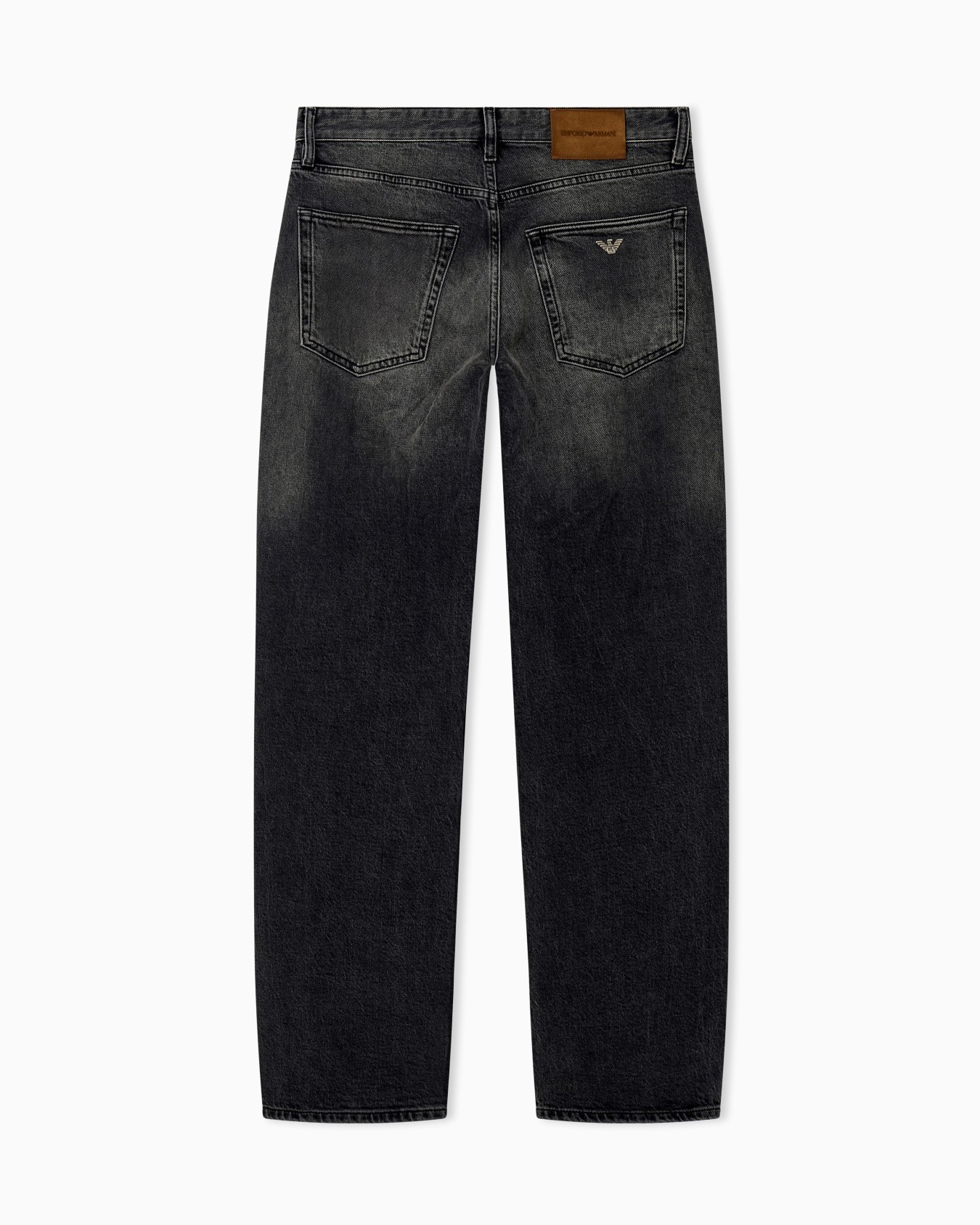 Regular fit five-pocket cotton denim jeans with fading Slide 1