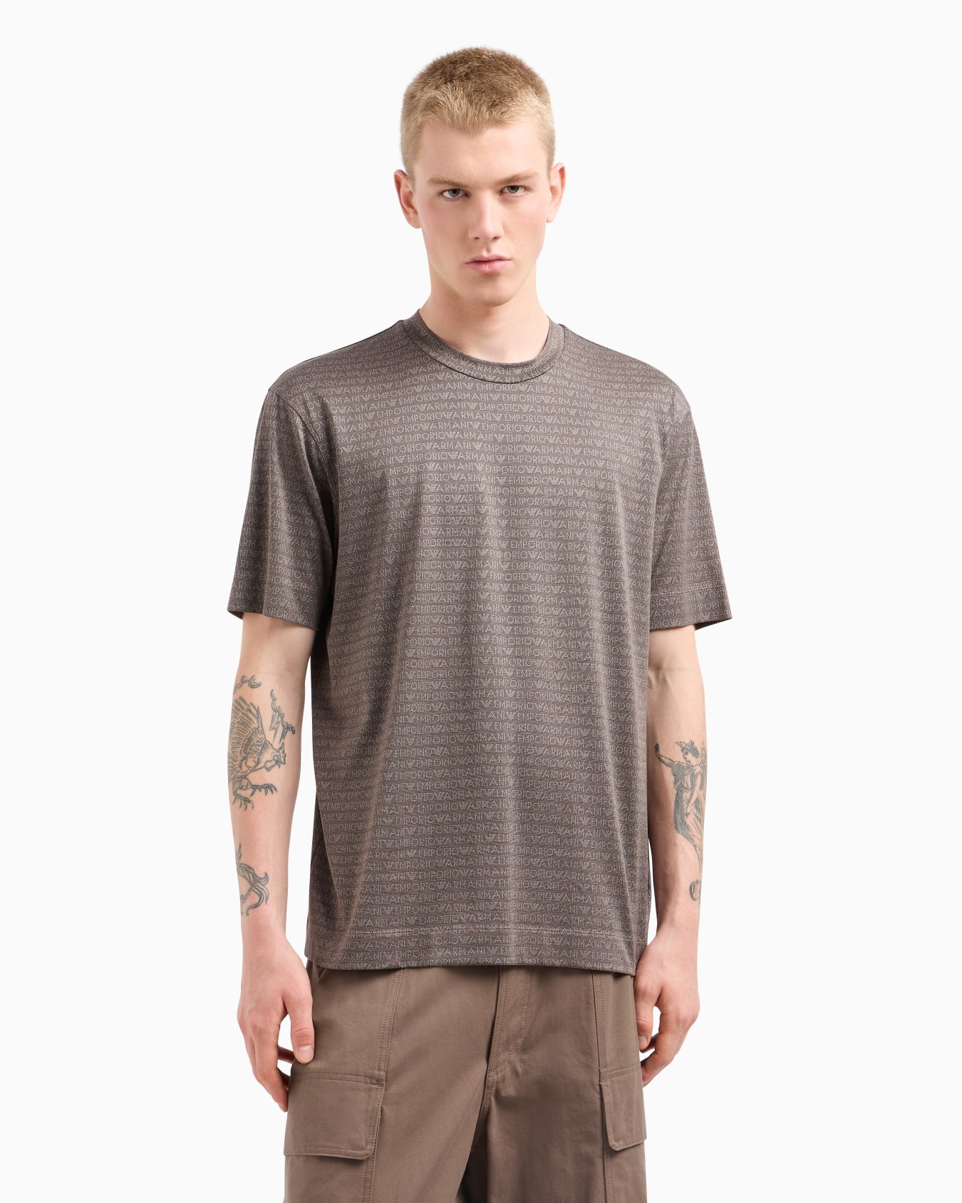 ASV Jersey T-shirt with all-over jacquard lettering Slide 3