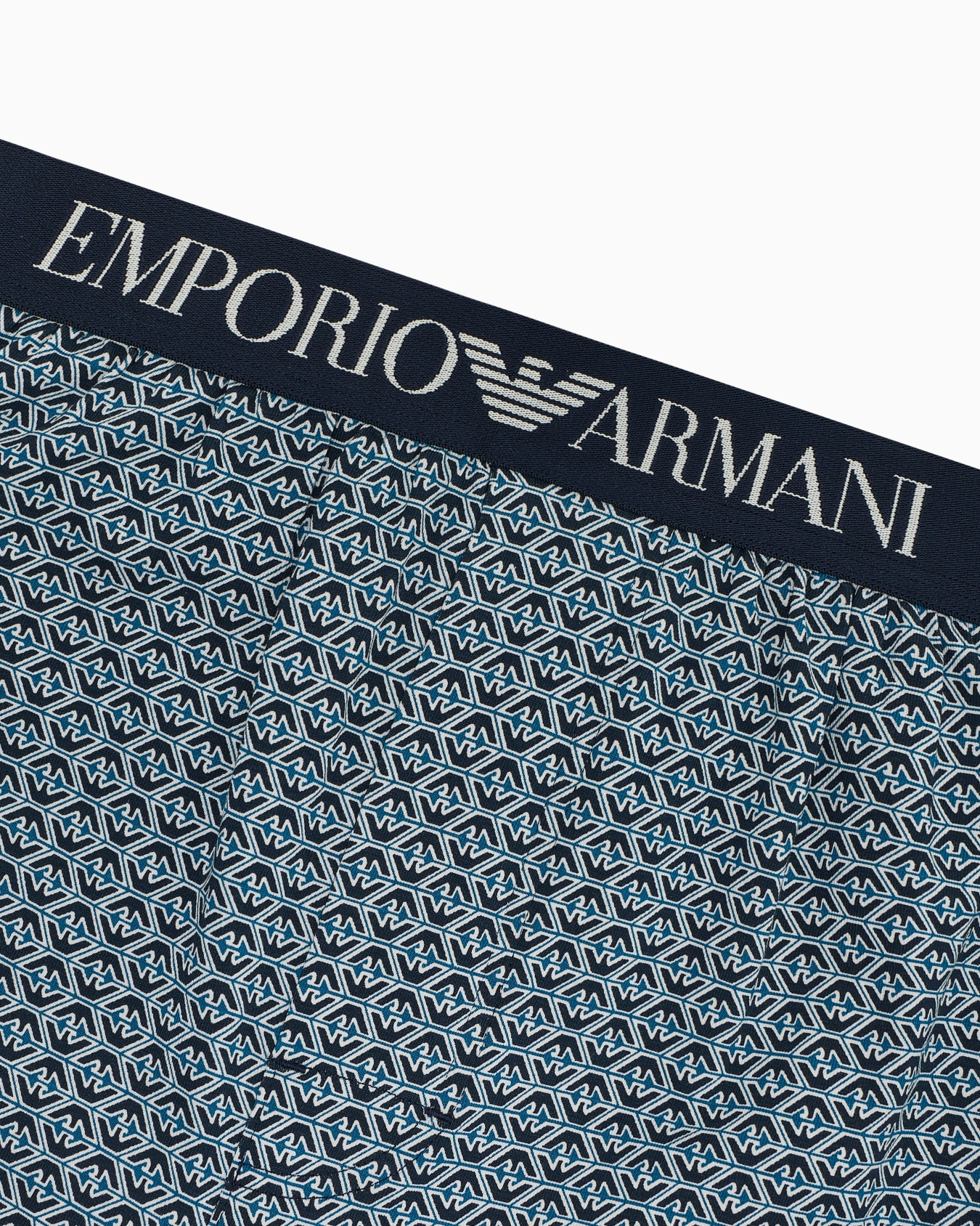 Boxer shorts in striped cotton jersey with logo waistband 슬라이드 3