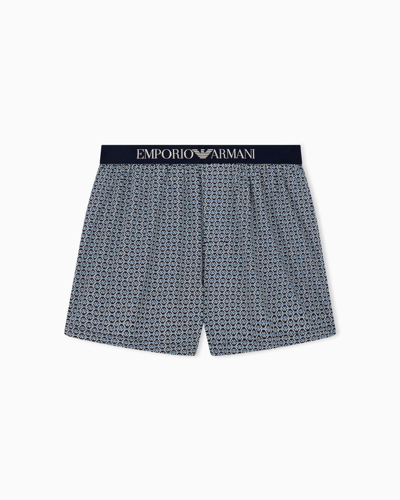 Boxer shorts in striped cotton jersey with logo waistband 슬라이드 0