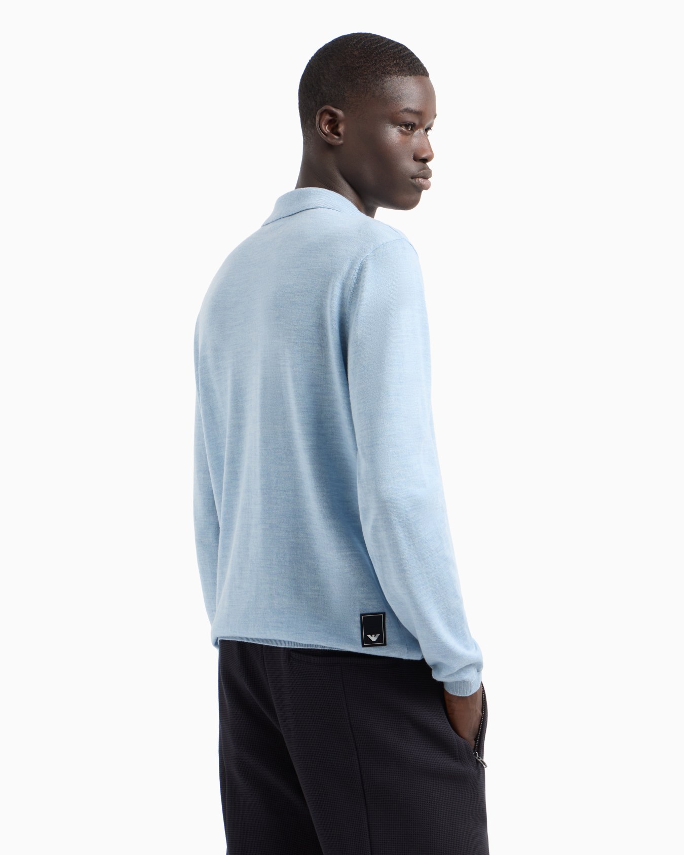 Pull col polo en laine vierge rase Travel Essential Diapositive 3