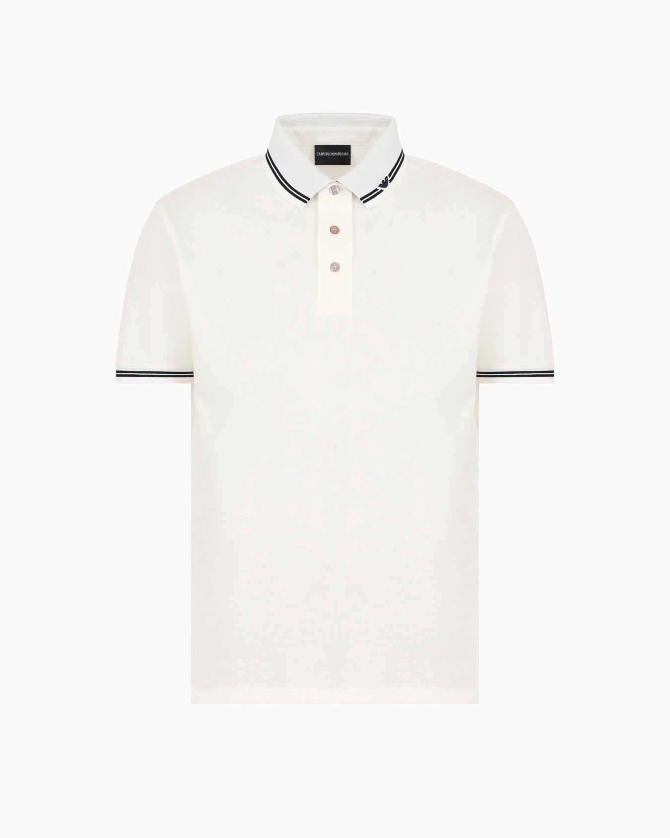 Piqué polo shirt with piped collar Slide 0