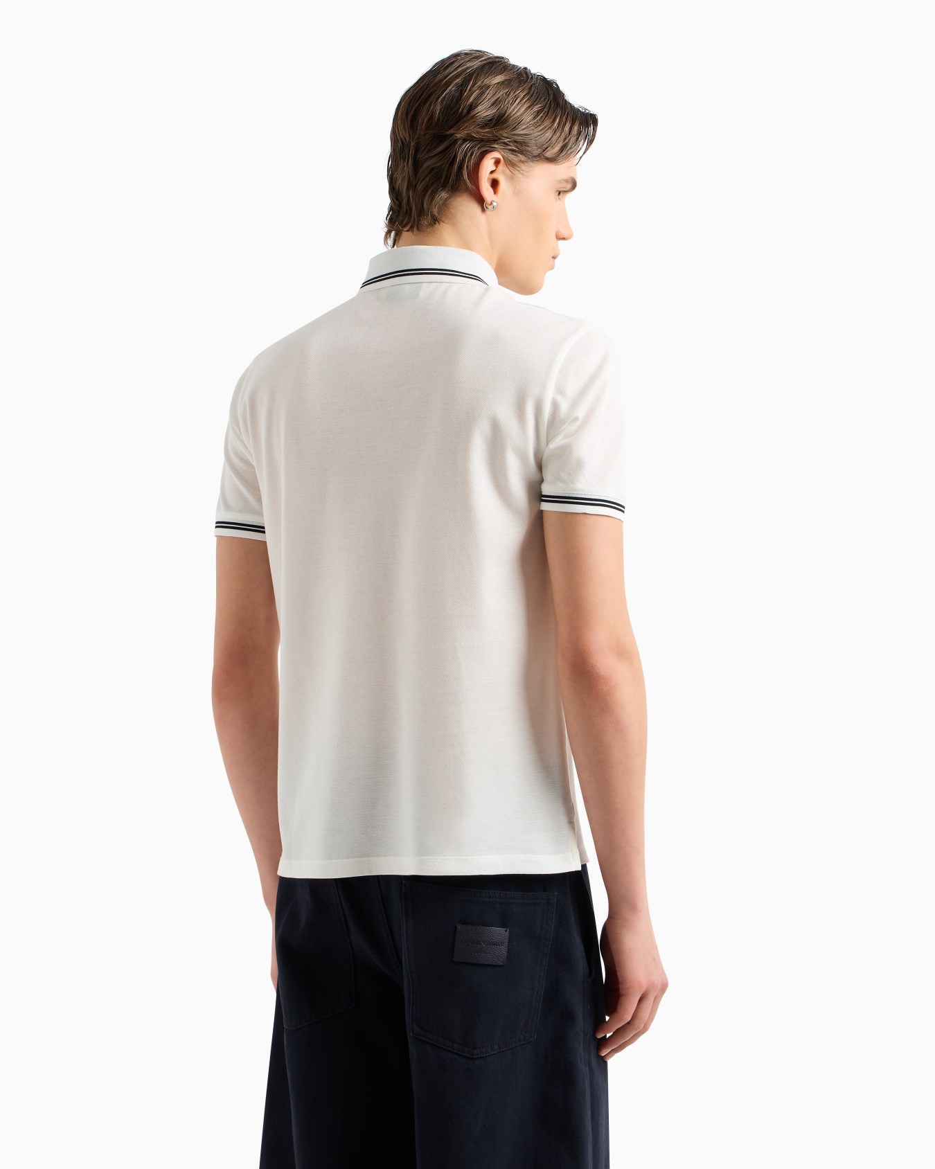 Piqué polo shirt with piped collar Slide 2