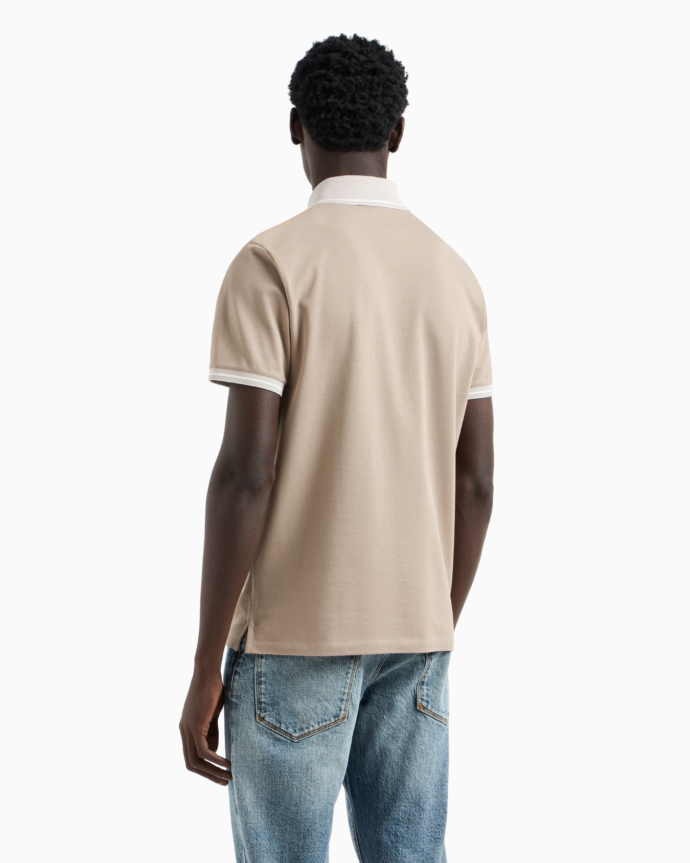 Piqué polo shirt with piped collar Slide 2
