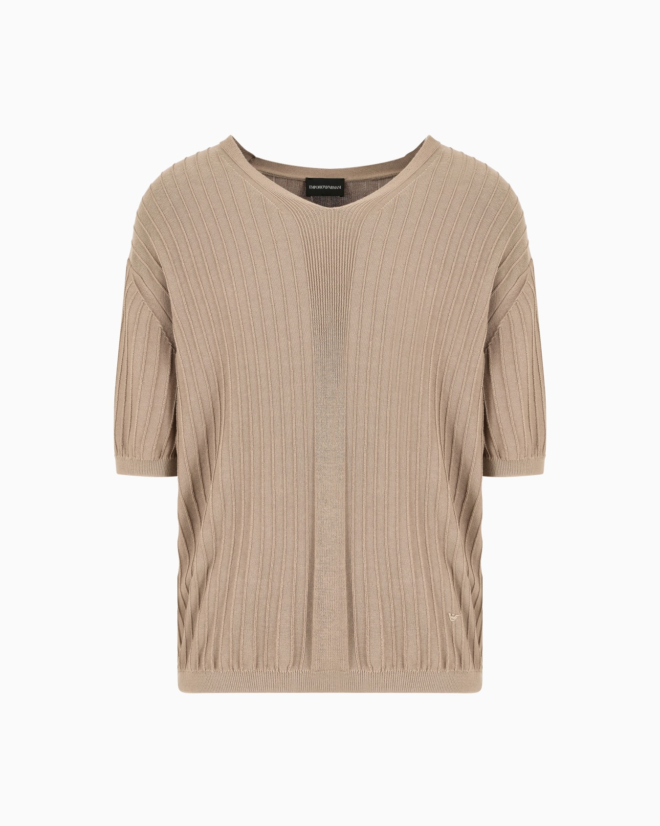Embossed rib-effect V-neck jumper Slide 0