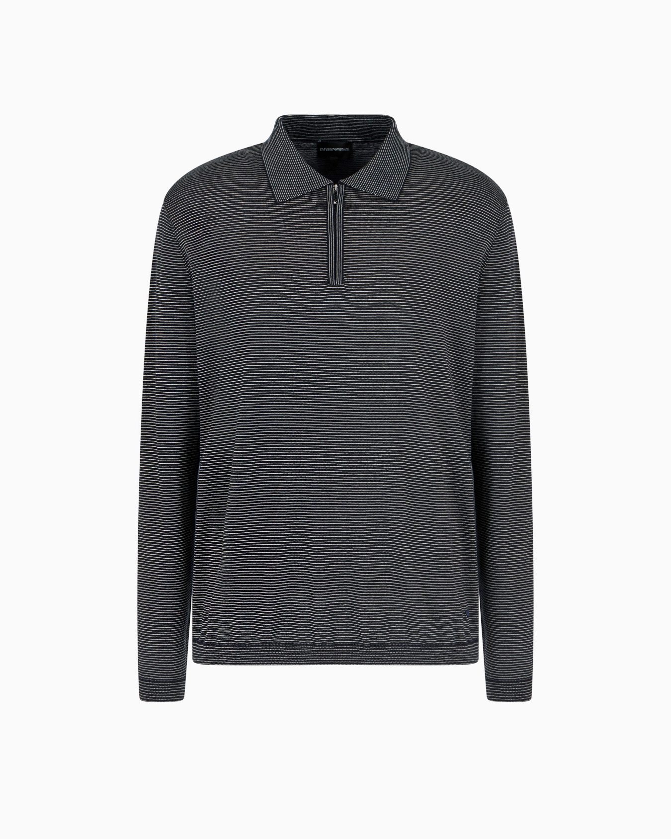 ASV wool and Lyocell blend polo-collar jumper with jacquard micro stripes Slide 0