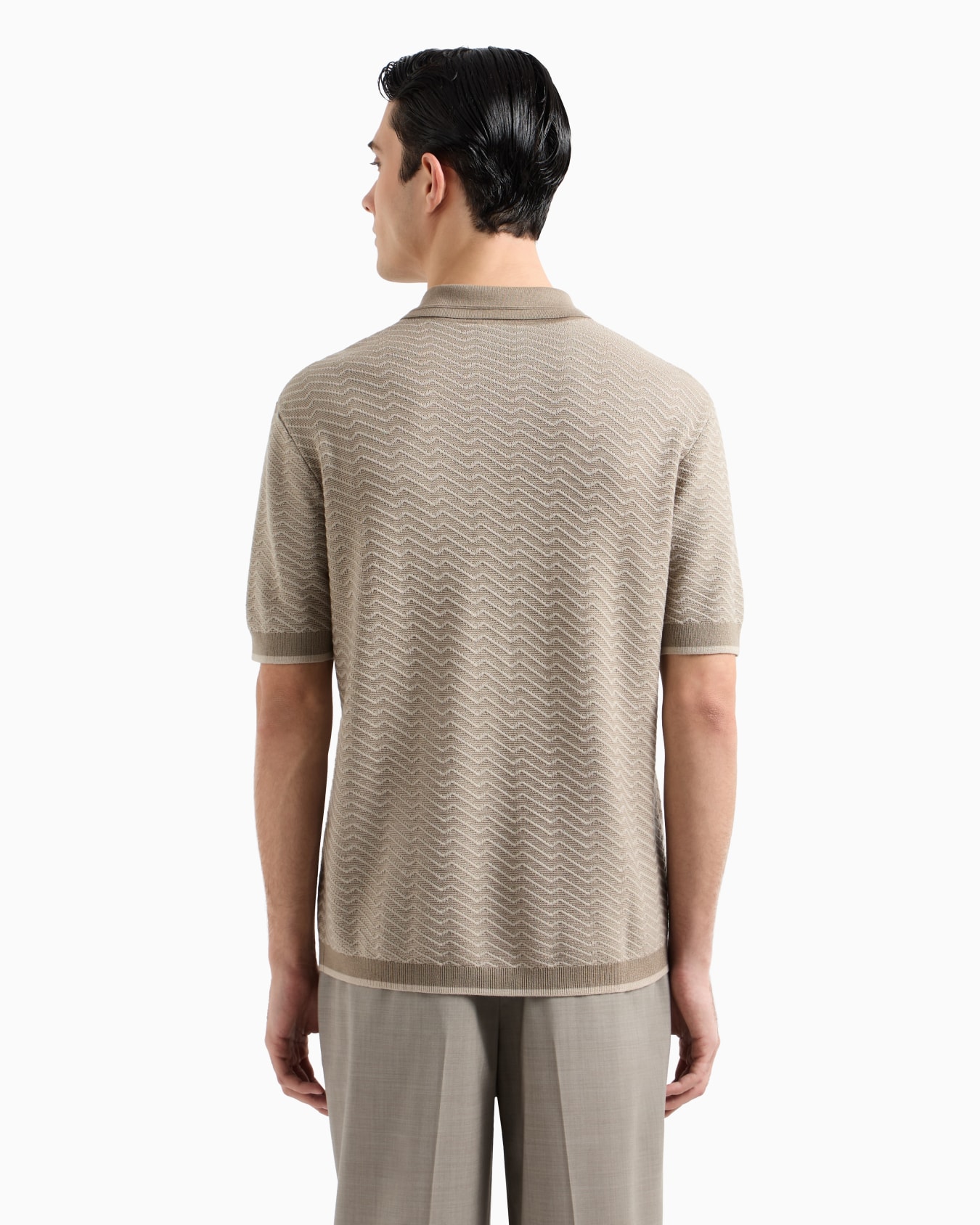 Maglia collo polo in misto lana e lyocell punti fantasia ASV Slide 2