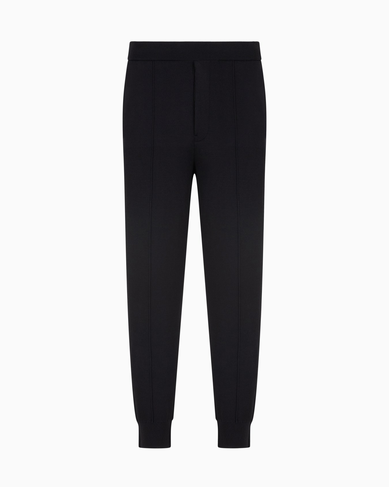 Pantalon de jogging en maille unie avec nervures devant Diapositive 0