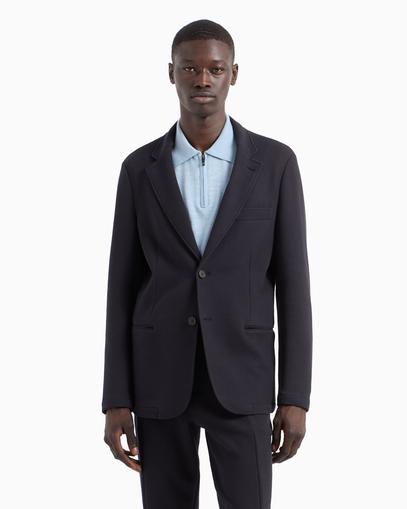 Travel Essentials single-breasted blazer in waffle jersey Slide 3