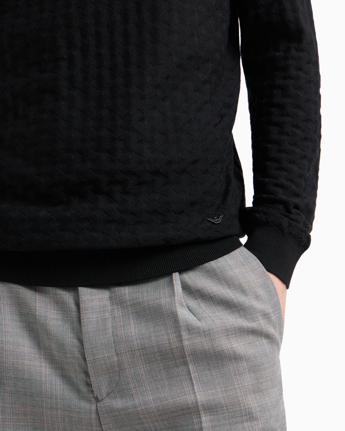 US Exclusive woven-effect virgin-wool jumper Diapositiva 4
