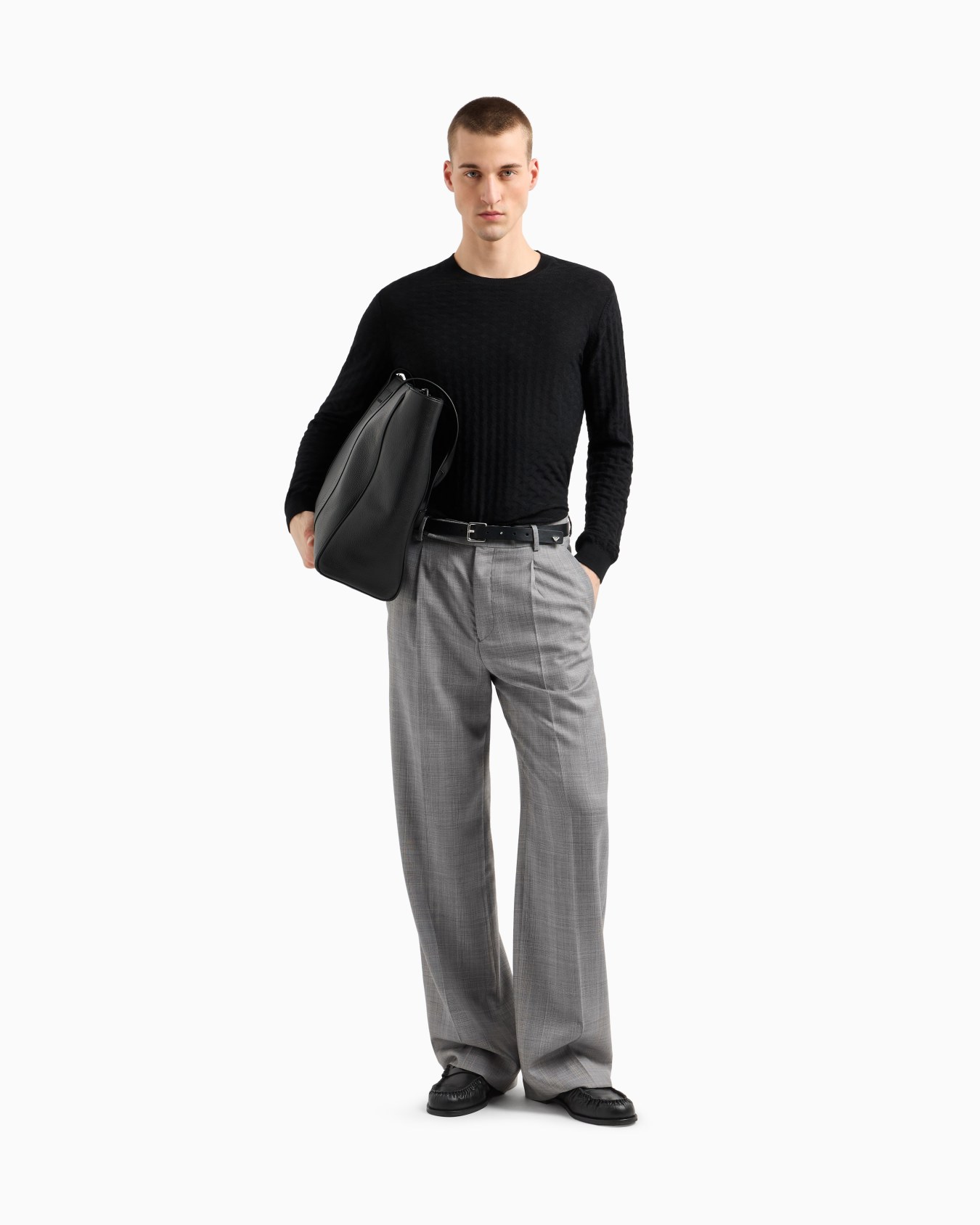 US Exclusive woven-effect virgin-wool jumper Diapositiva 1