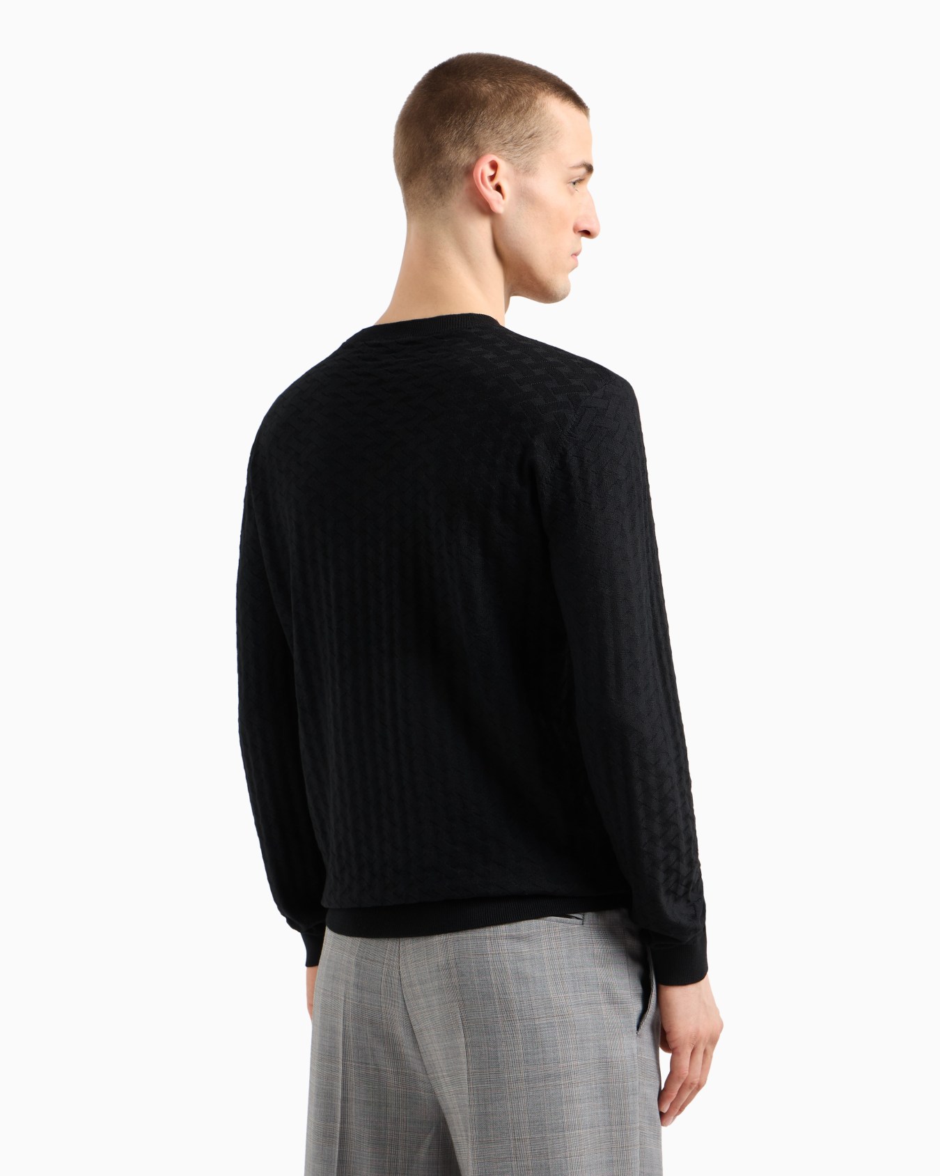 US Exclusive woven-effect virgin-wool jumper Diapositiva 2