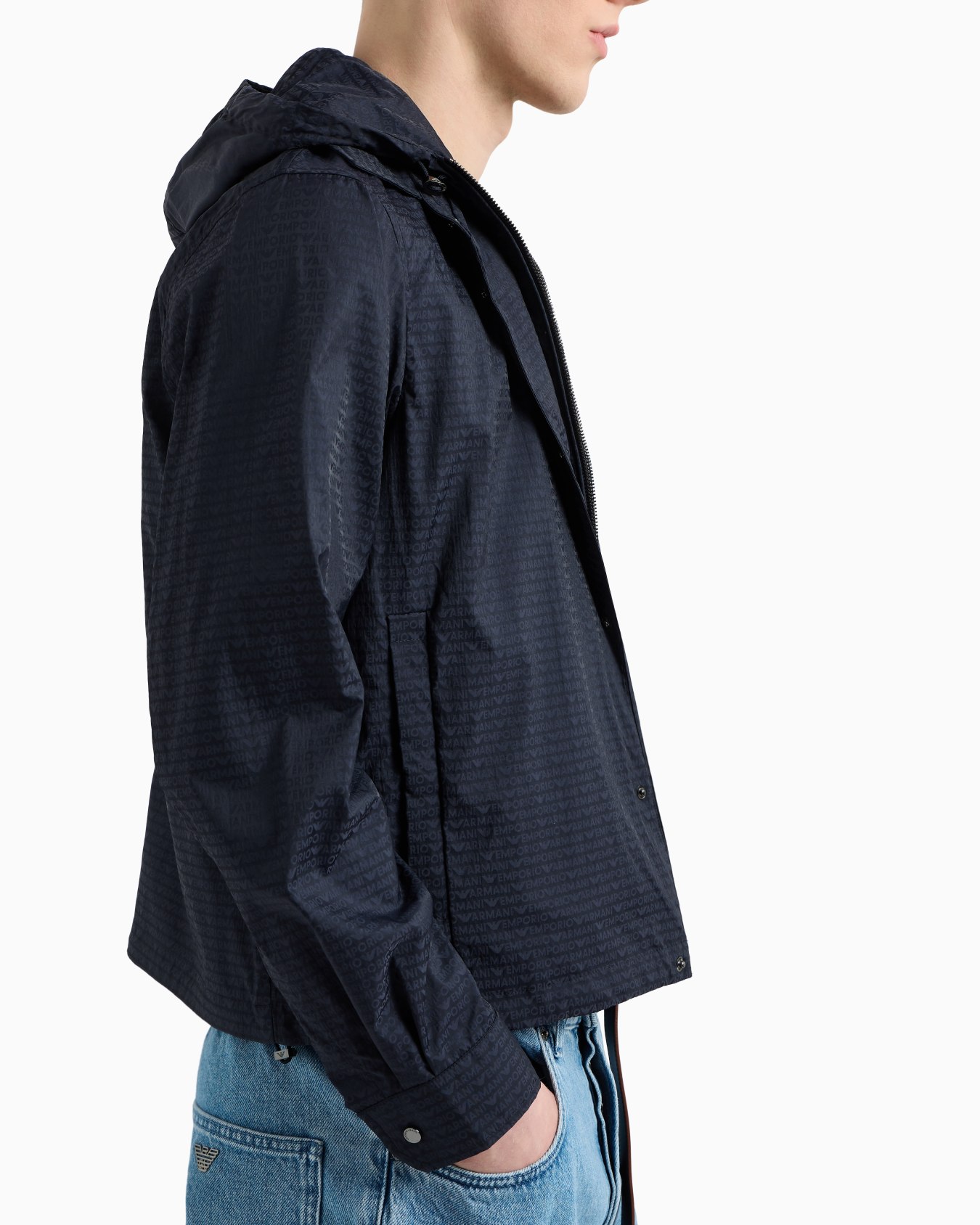 Nylon blouson with detachable inner panel with jacquard all-over lettering Slide 4