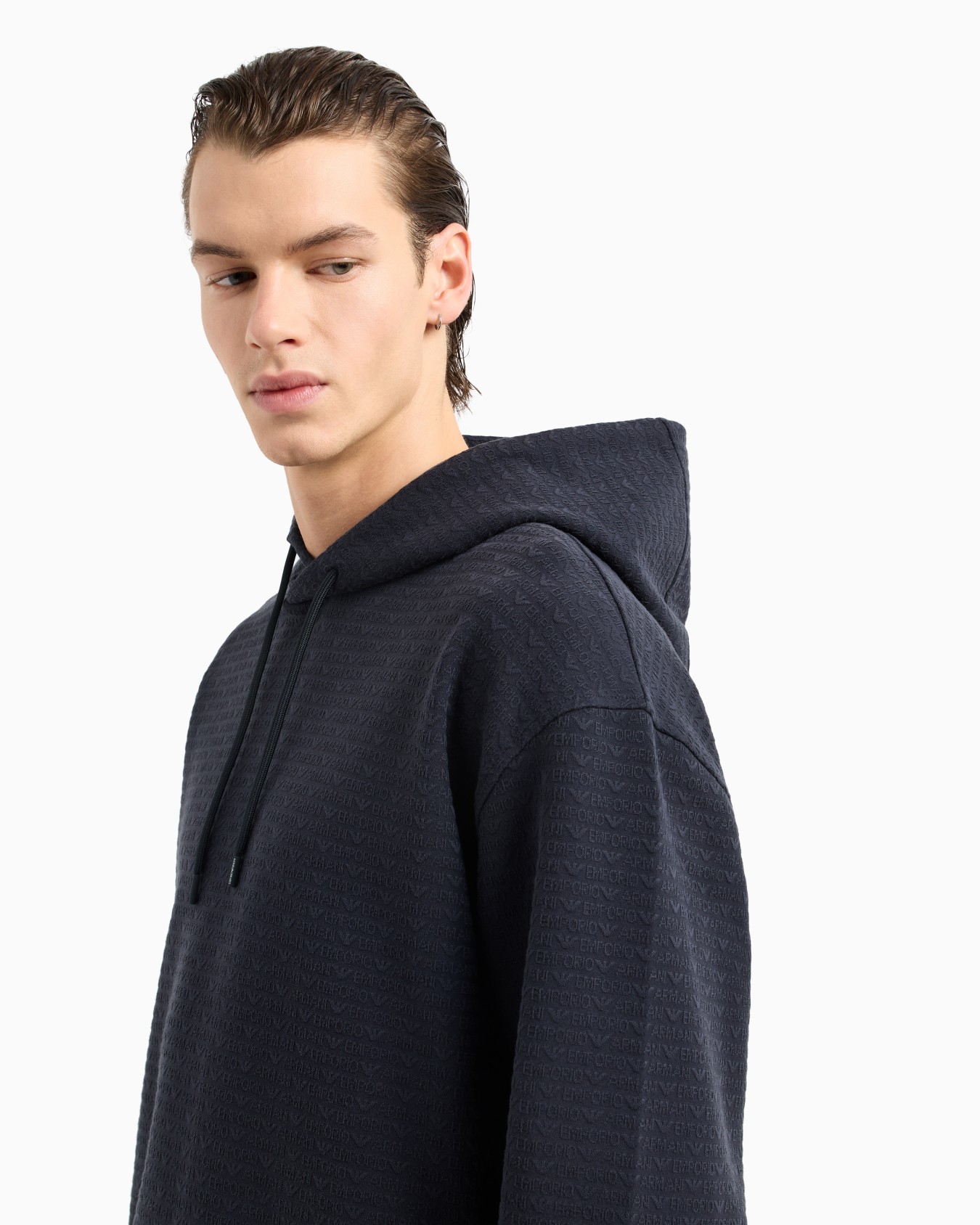 ASV jersey-Lyocell blend hooded sweatshirt with all-over lettering Slide 4