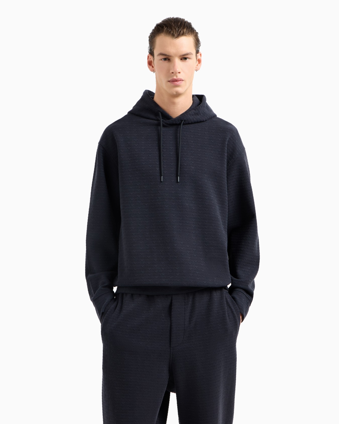 ASV jersey-Lyocell blend hooded sweatshirt with all-over lettering Slide 3