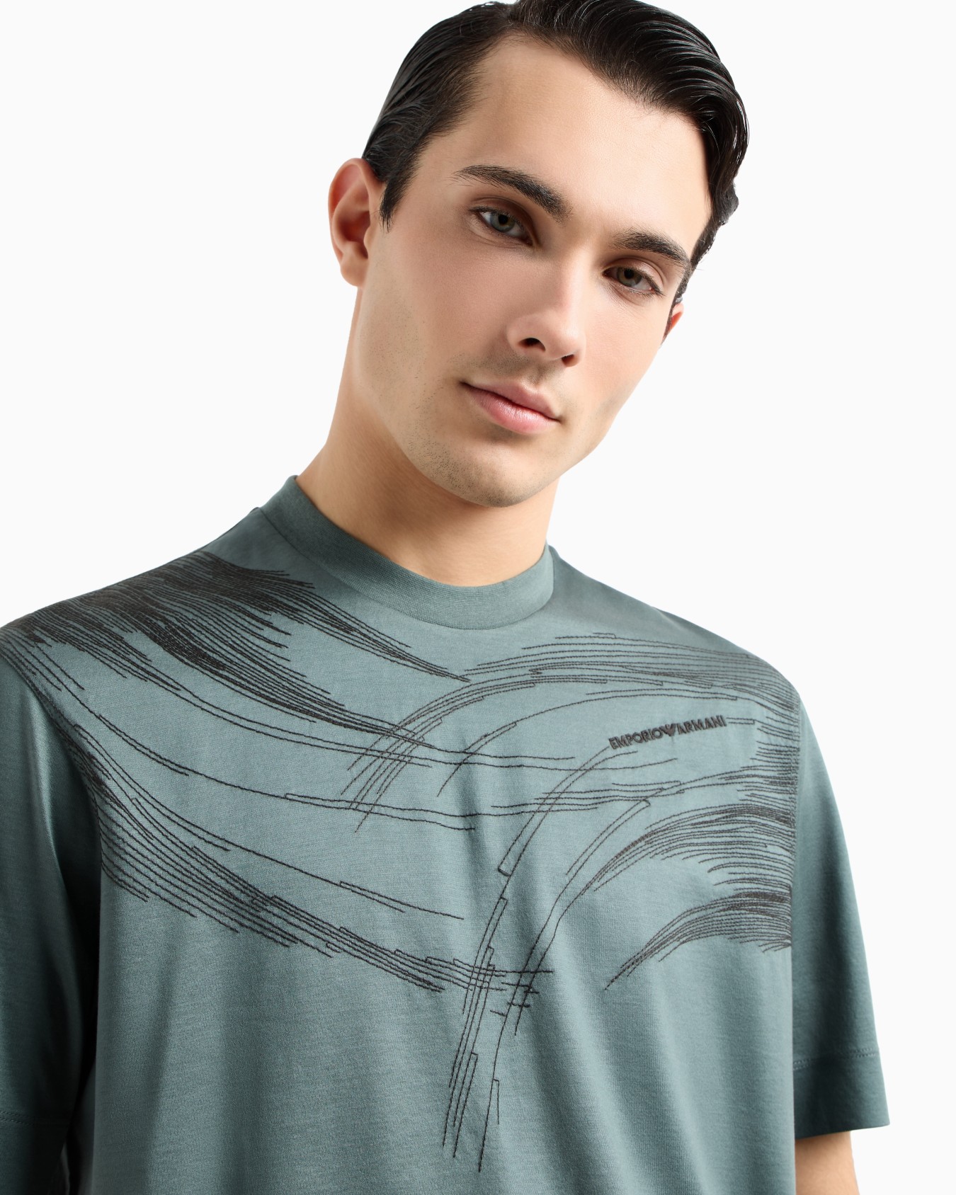 Camiseta en punto de mezcla de lyocell con bordado cosido ASV Diapositiva 4