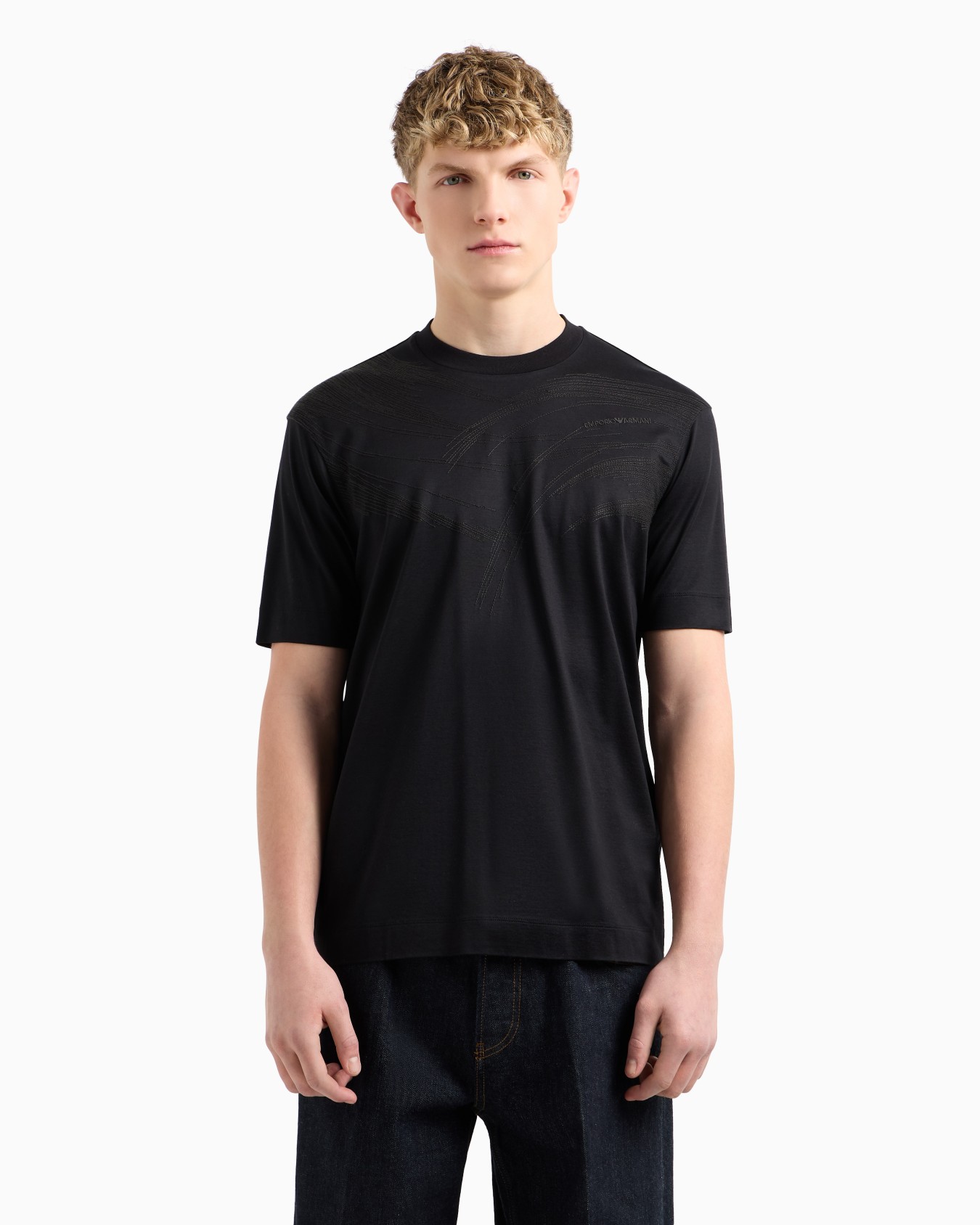 Camiseta en punto de mezcla de lyocell con bordado cosido ASV Diapositiva 4
