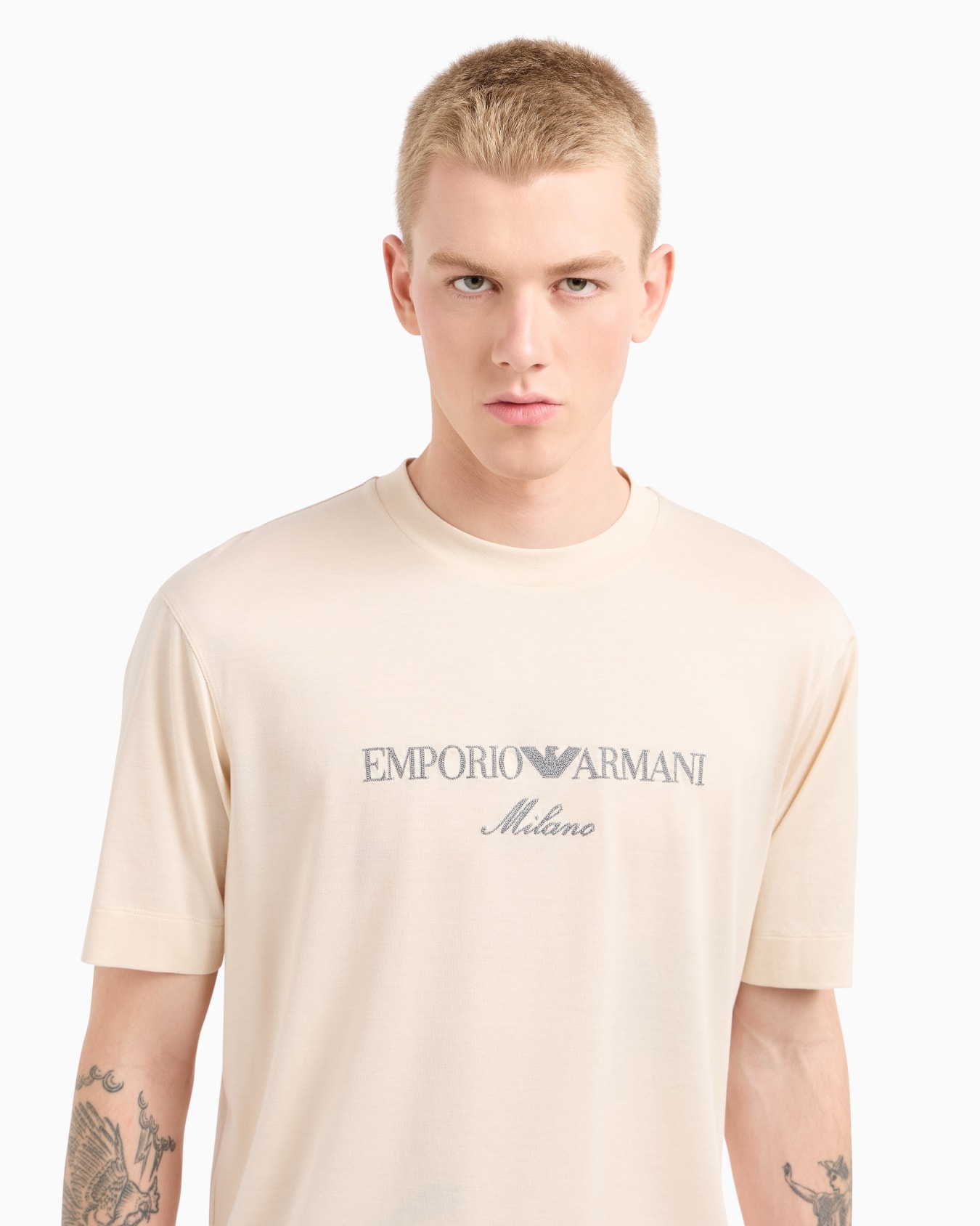Camiseta de punto de mezcla de lyocell con logotipo bordado ASV Diapositiva 4