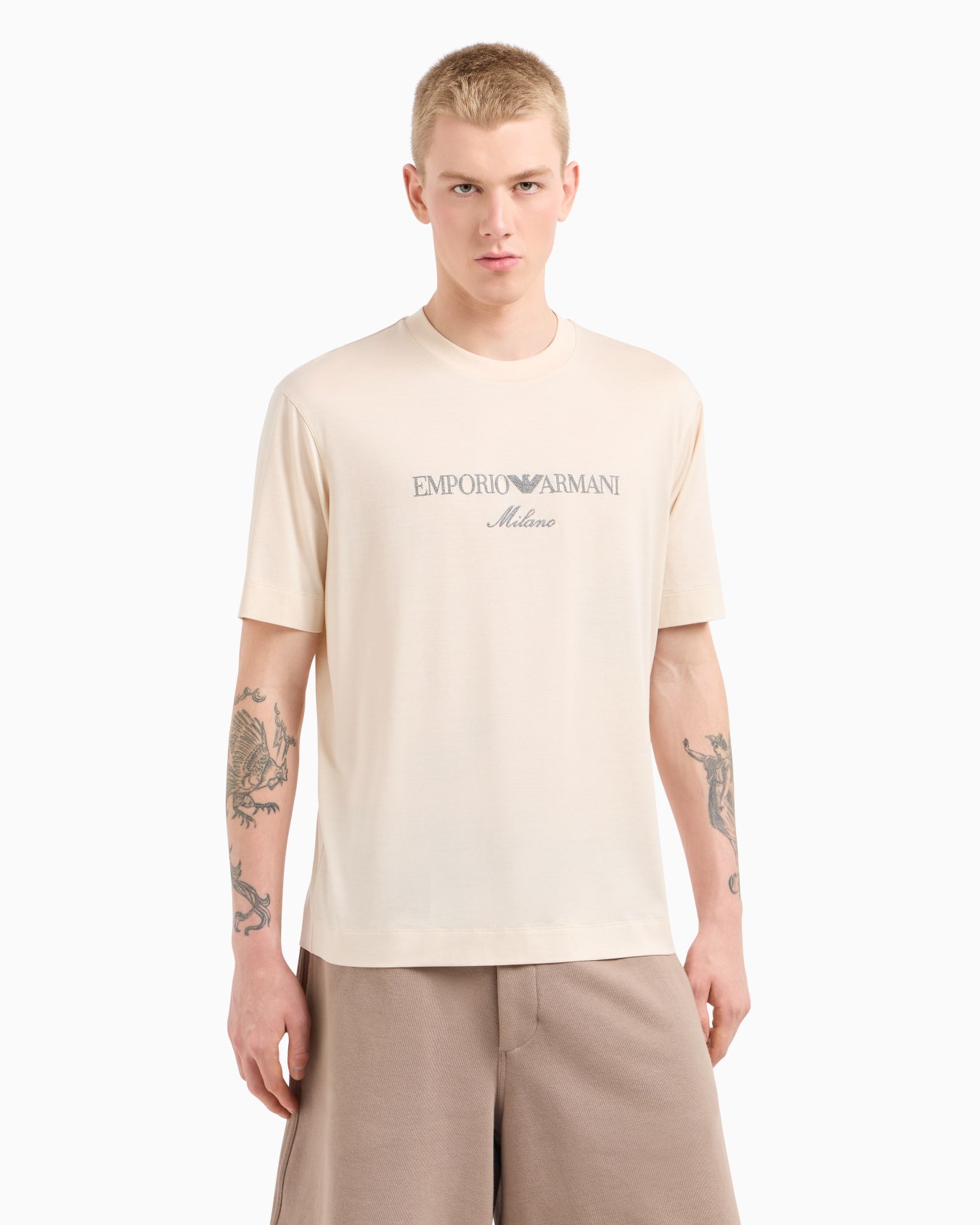Camiseta de punto de mezcla de lyocell con logotipo bordado ASV Diapositiva 3