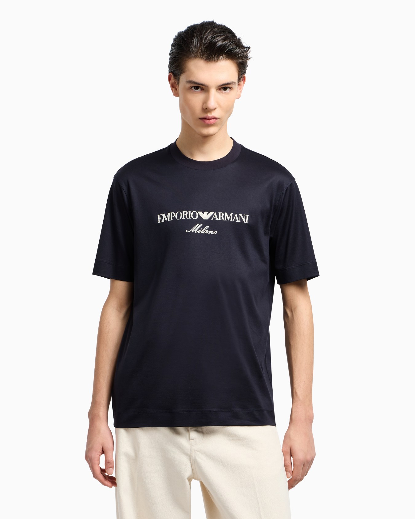 Jersey-Lyocell blend T-shirt with ASV logo embroidery Slide 4