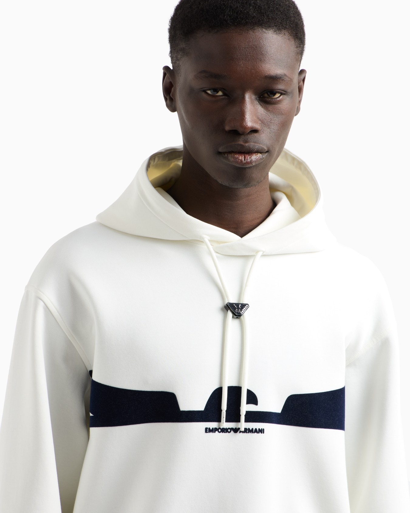 ASV Hooded sweatshirt in double jersey with contoured eagle flocked print Slide 4