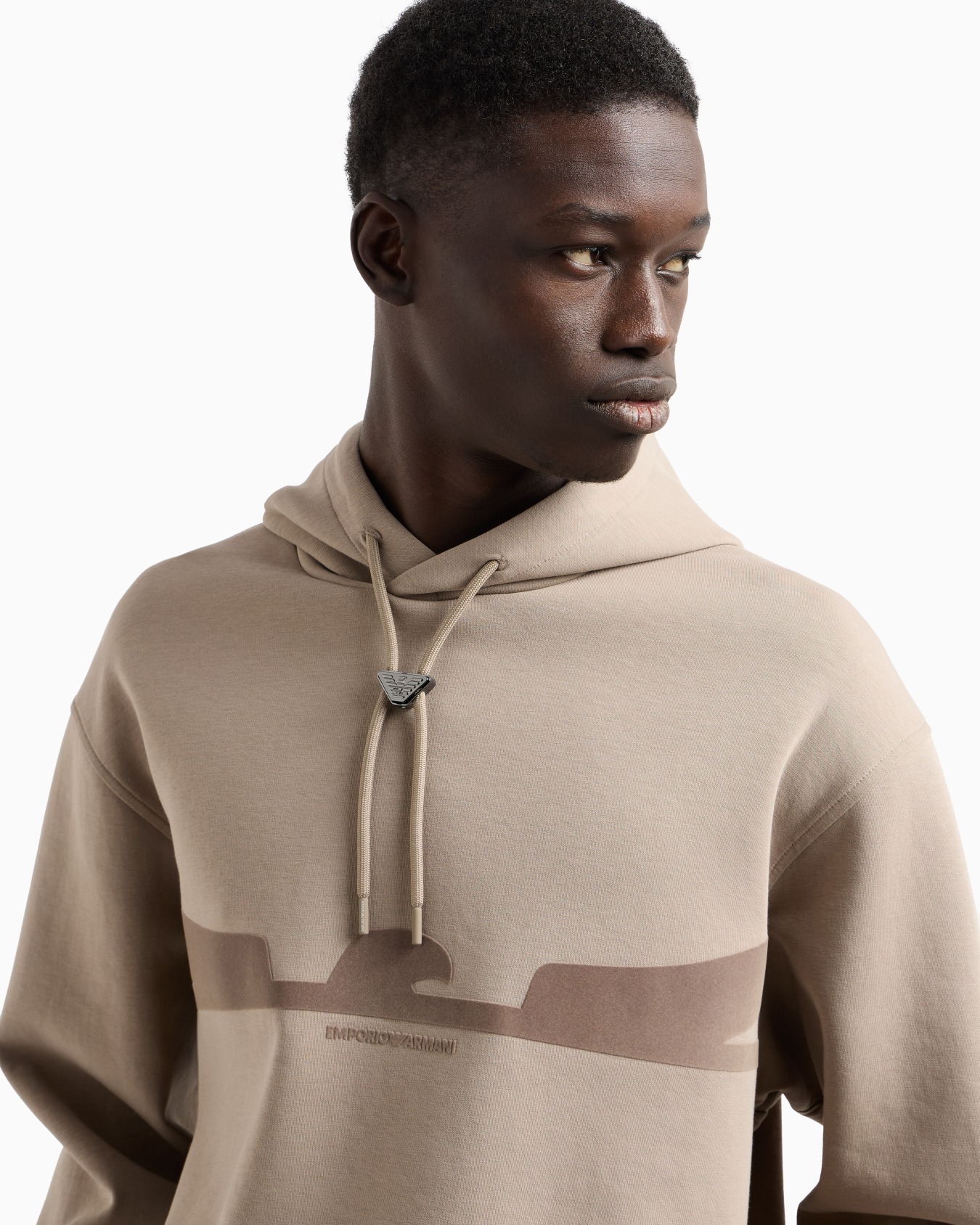 ASV Hooded sweatshirt in double jersey with contoured eagle flocked print Slide 4