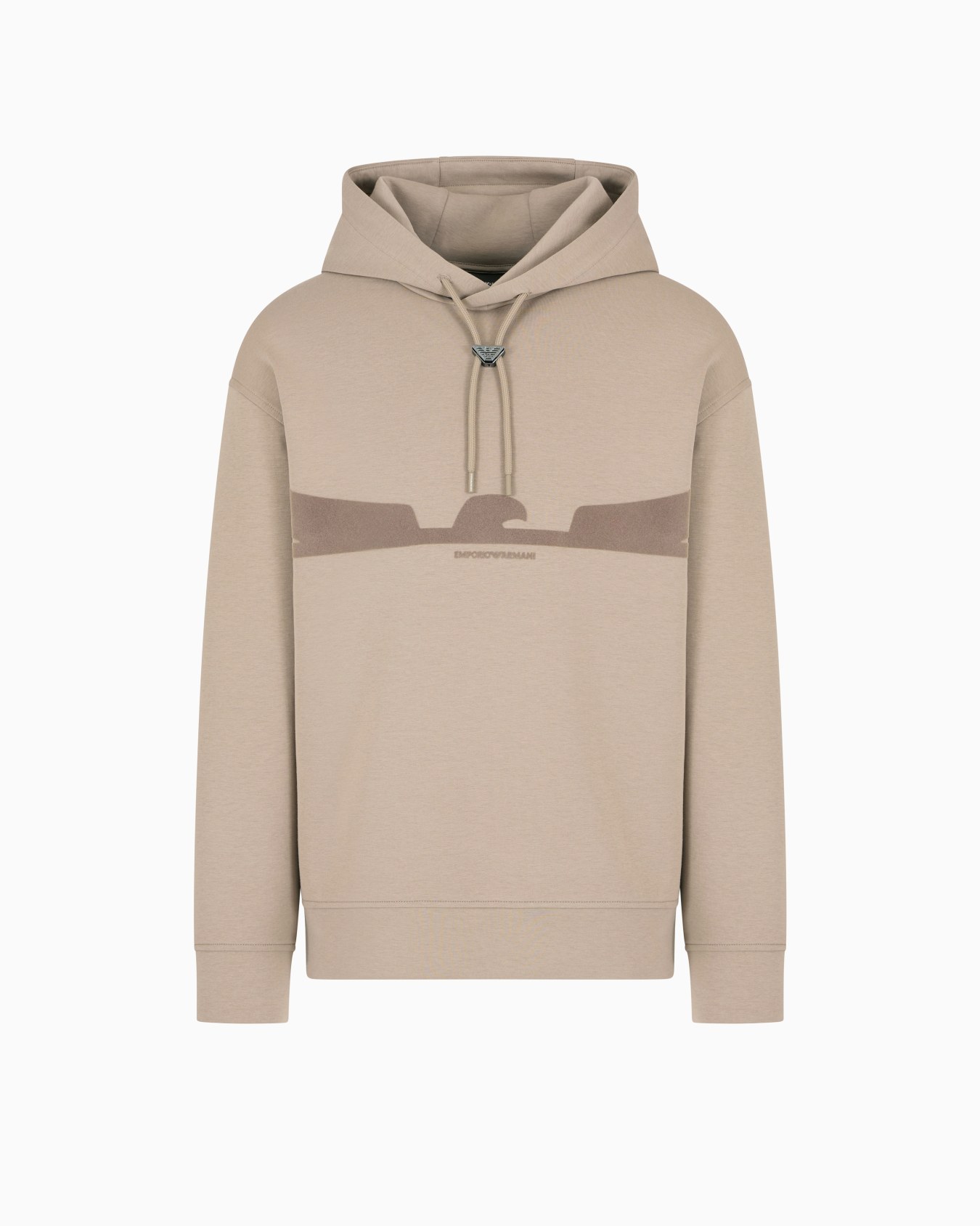 ASV Hooded sweatshirt in double jersey with contoured eagle flocked print Slide 0