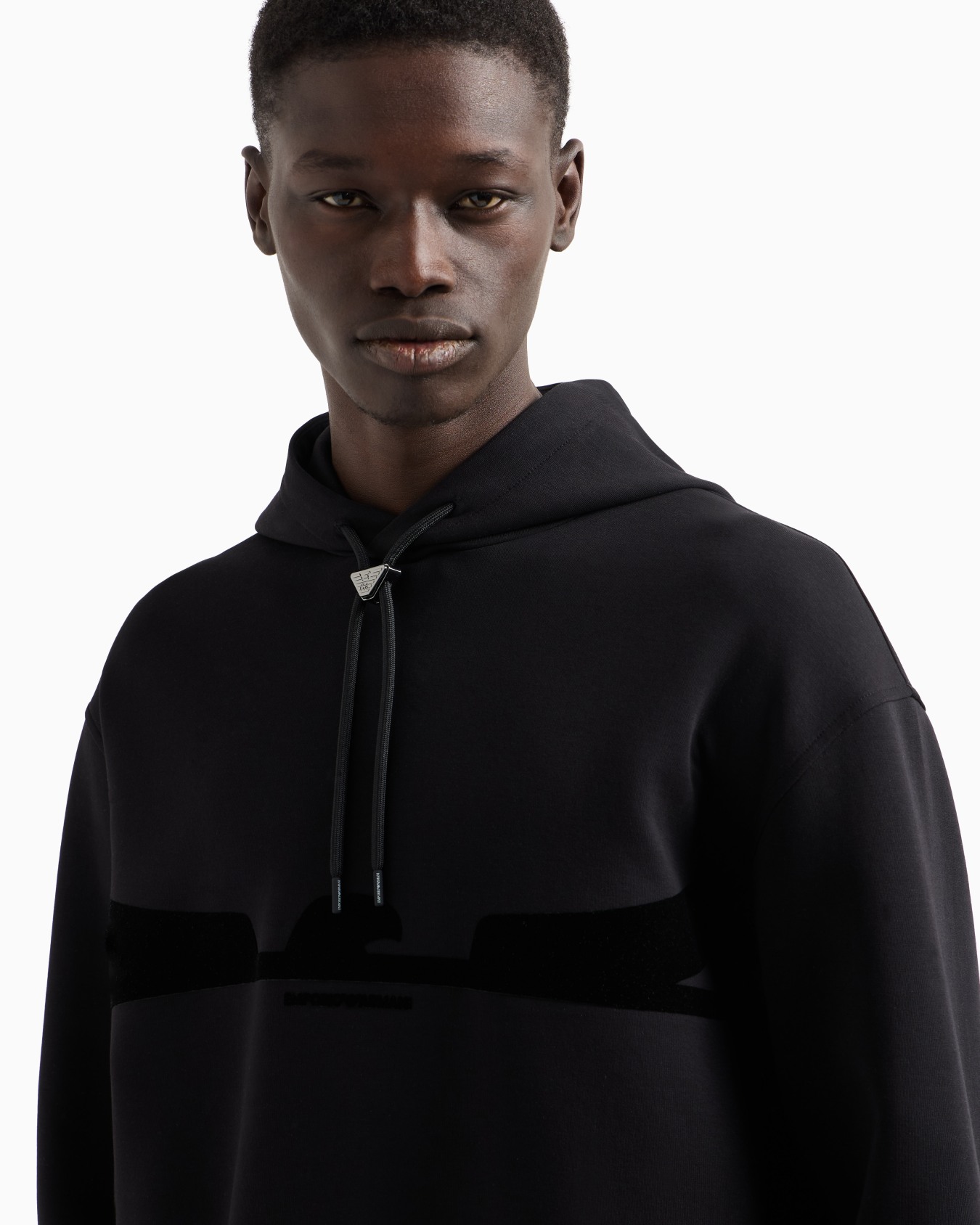 ASV Hooded sweatshirt in double jersey with contoured eagle flocked print Slide 4