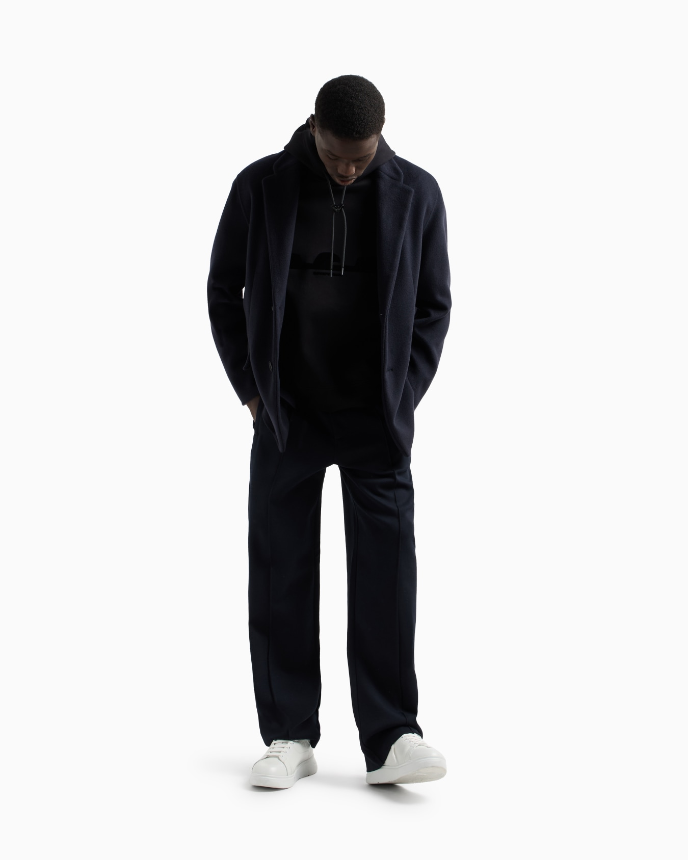 ASV Hooded sweatshirt in double jersey with contoured eagle flocked print Slide 1