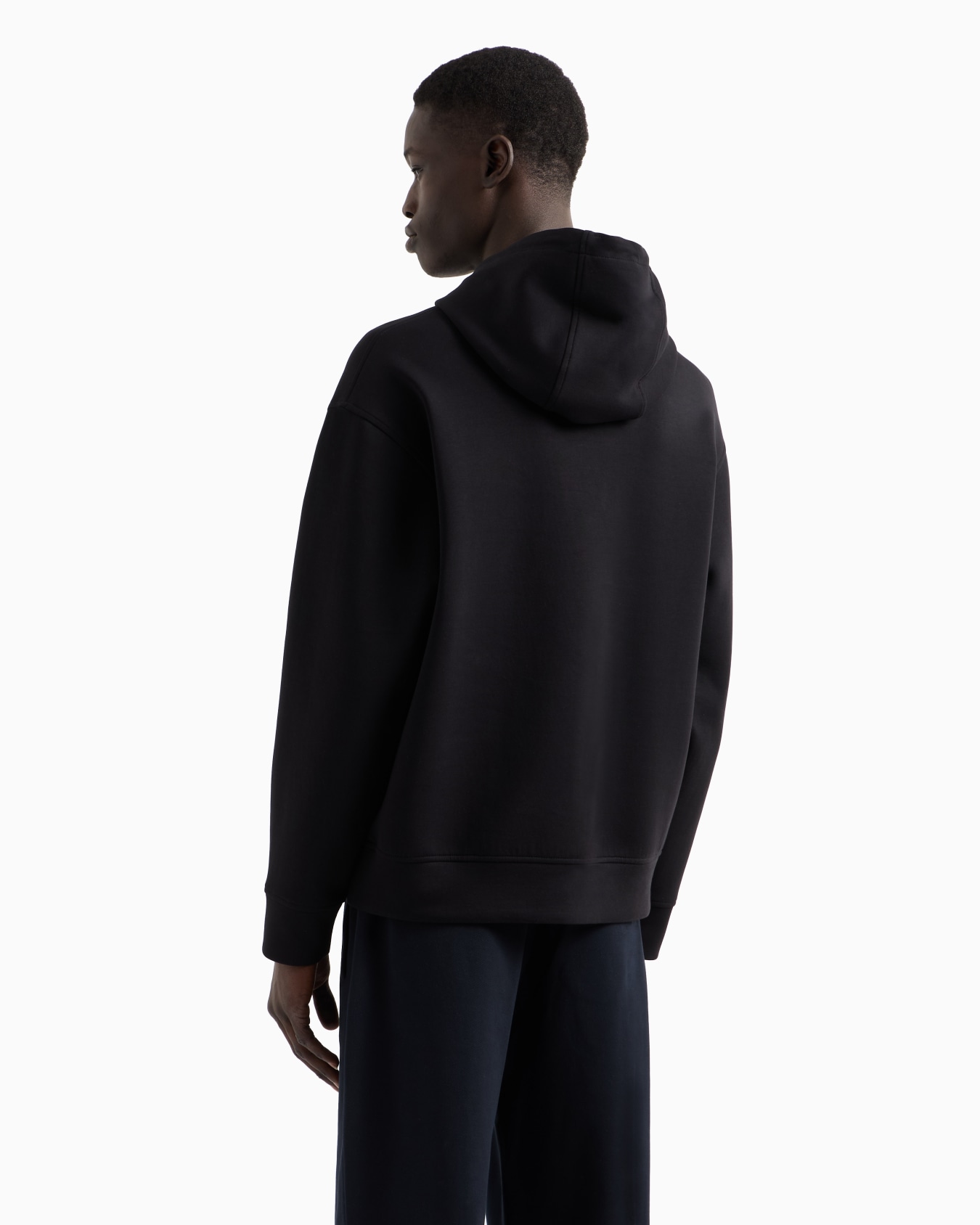 ASV Hooded sweatshirt in double jersey with contoured eagle flocked print Slide 2