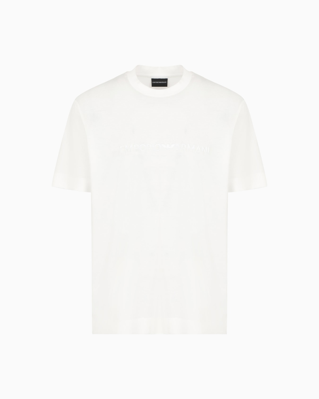 Camiseta en punto de mezcla de lyocell con bordado Emporio Armani ASV Diapositiva 0