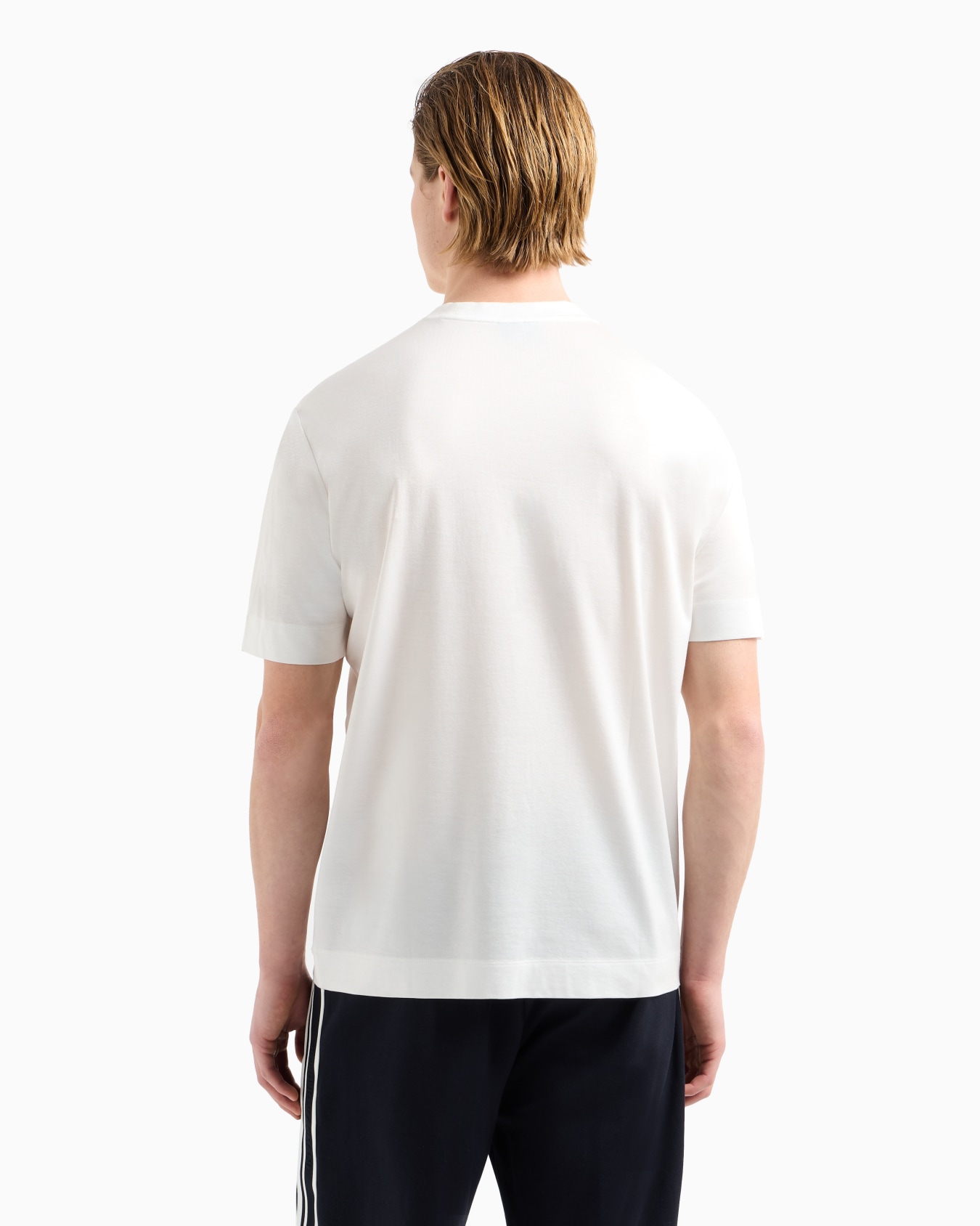 Camiseta en punto de mezcla de lyocell con bordado Emporio Armani ASV Diapositiva 3