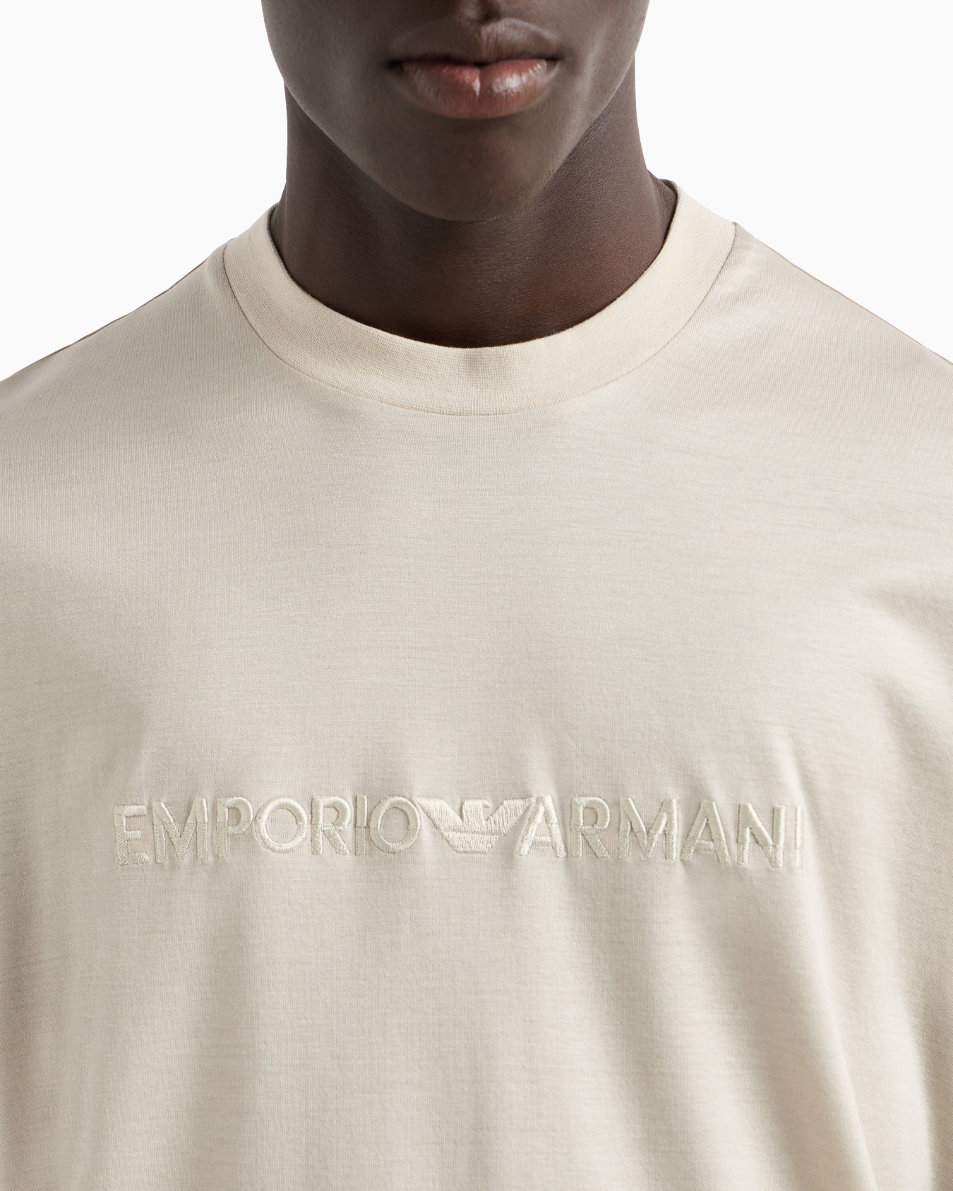 Camiseta en punto de mezcla de lyocell con bordado Emporio Armani ASV Diapositiva 4