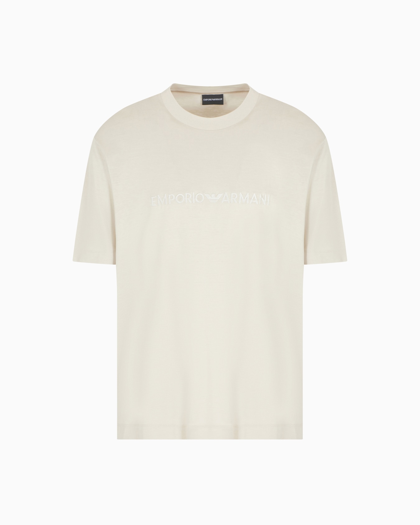 Camiseta en punto de mezcla de lyocell con bordado Emporio Armani ASV Diapositiva 0