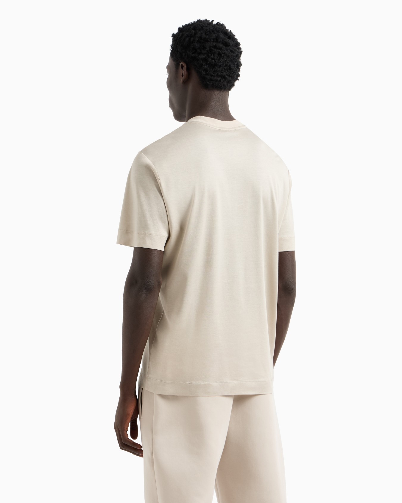 Camiseta en punto de mezcla de lyocell con bordado Emporio Armani ASV Diapositiva 2