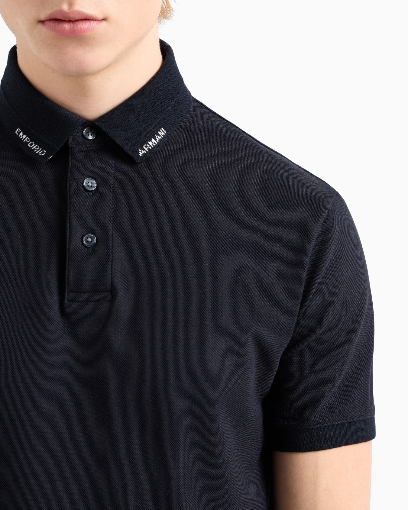 Jersey polo shirt with logo collar Slide 5