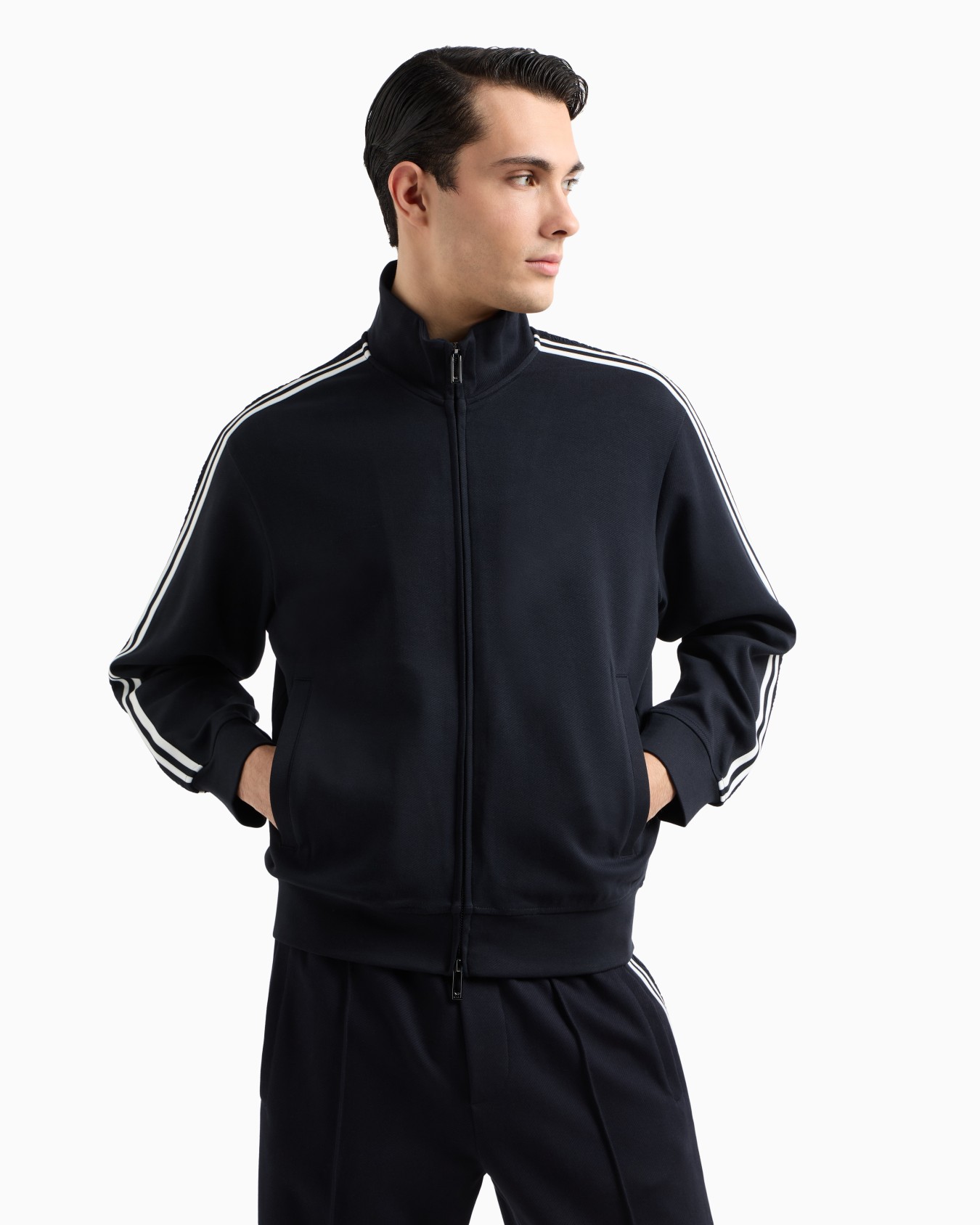 ASV Full-zip sweatshirt in jersey with logo bands Slide 3