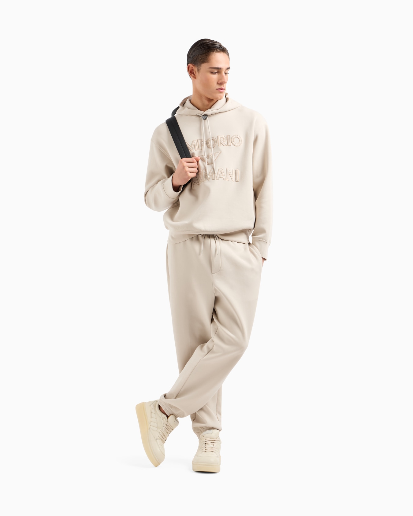 ASV Double-jersey hooded sweatshirt with oversized, embossed logo embroidery Slide 1