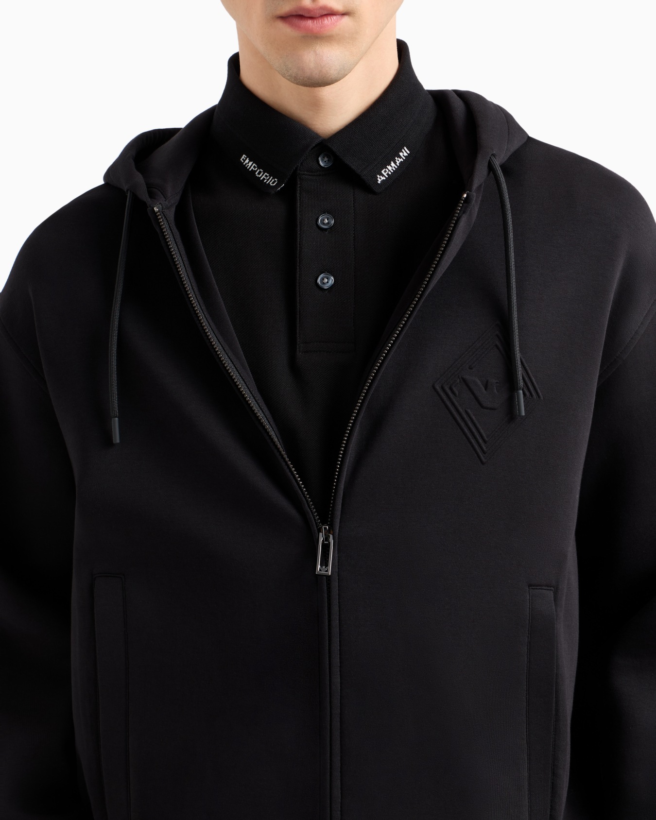 ASV Double-jersey hooded sweatshirt with zip and embossed eagle logo Slide 4