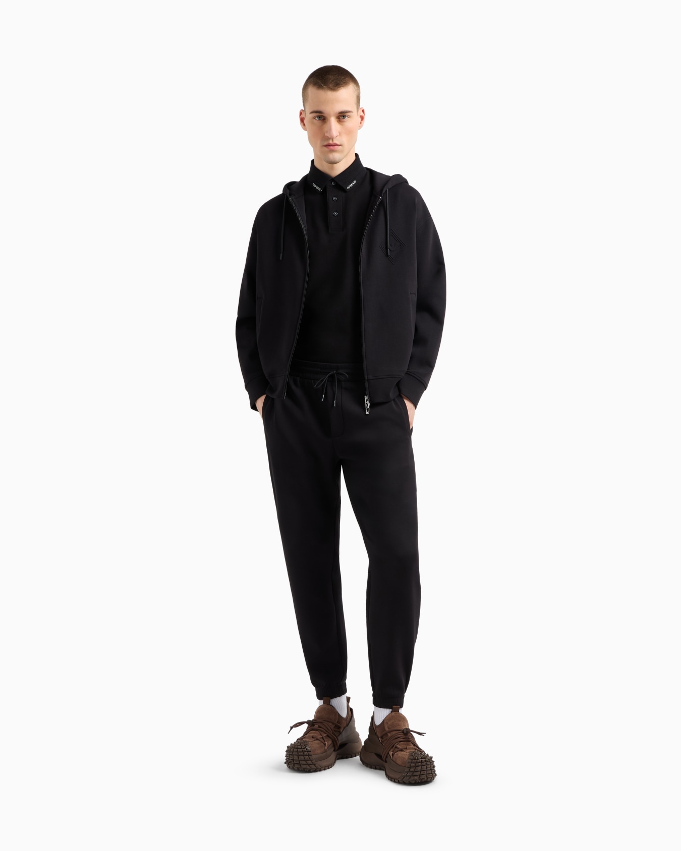 ASV Double-jersey hooded sweatshirt with zip and embossed eagle logo Slide 1