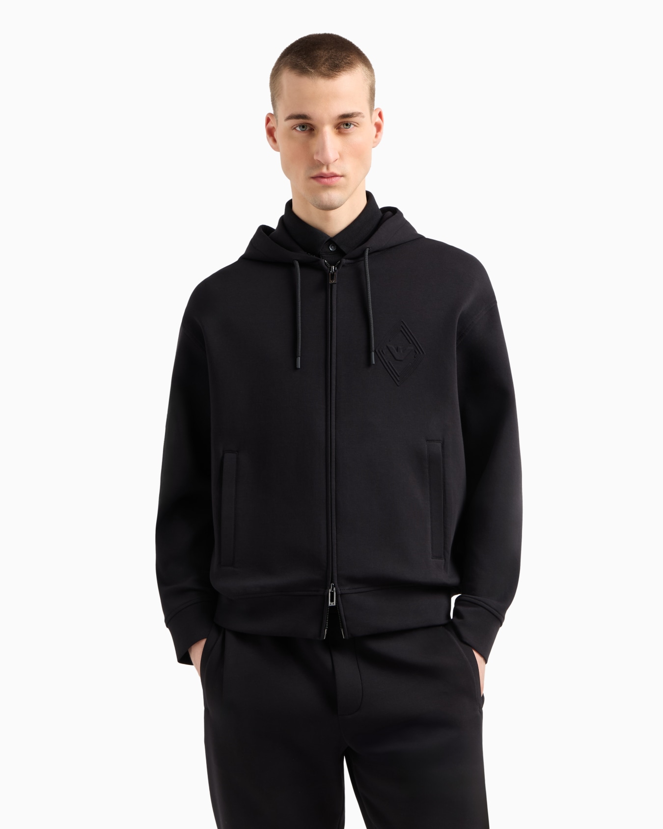 ASV Double-jersey hooded sweatshirt with zip and embossed eagle logo Slide 3