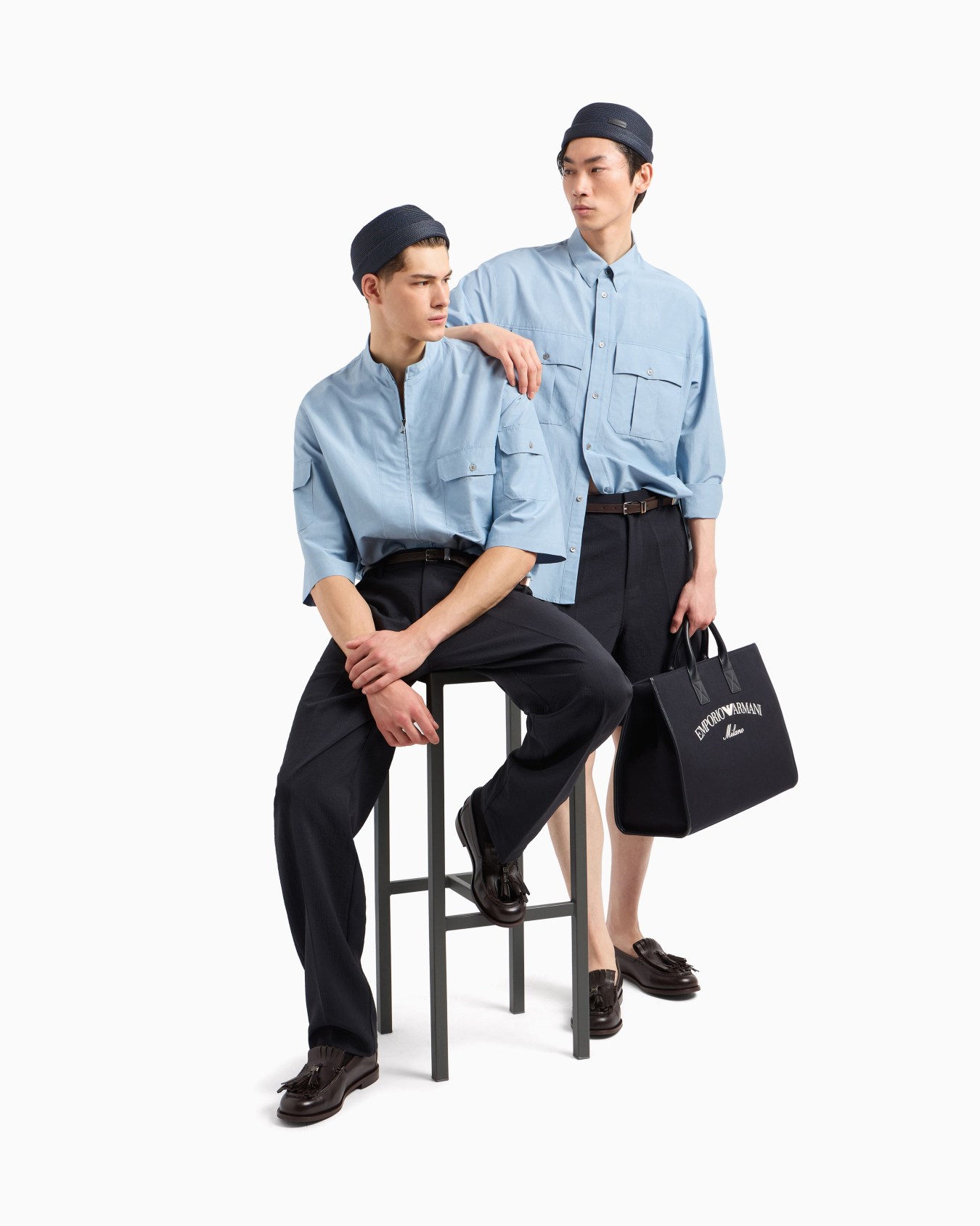 Seersucker nylon trousers with elasticated back Slide 2